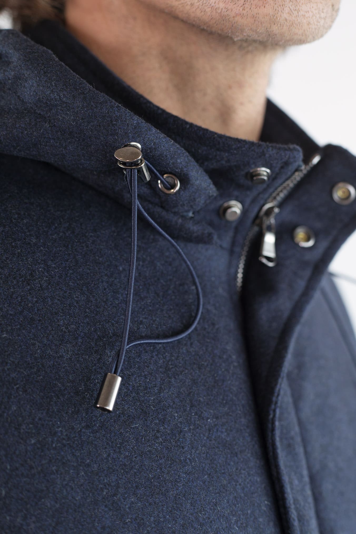 BARBA Giaccone Cashmere Cappuccio Blu