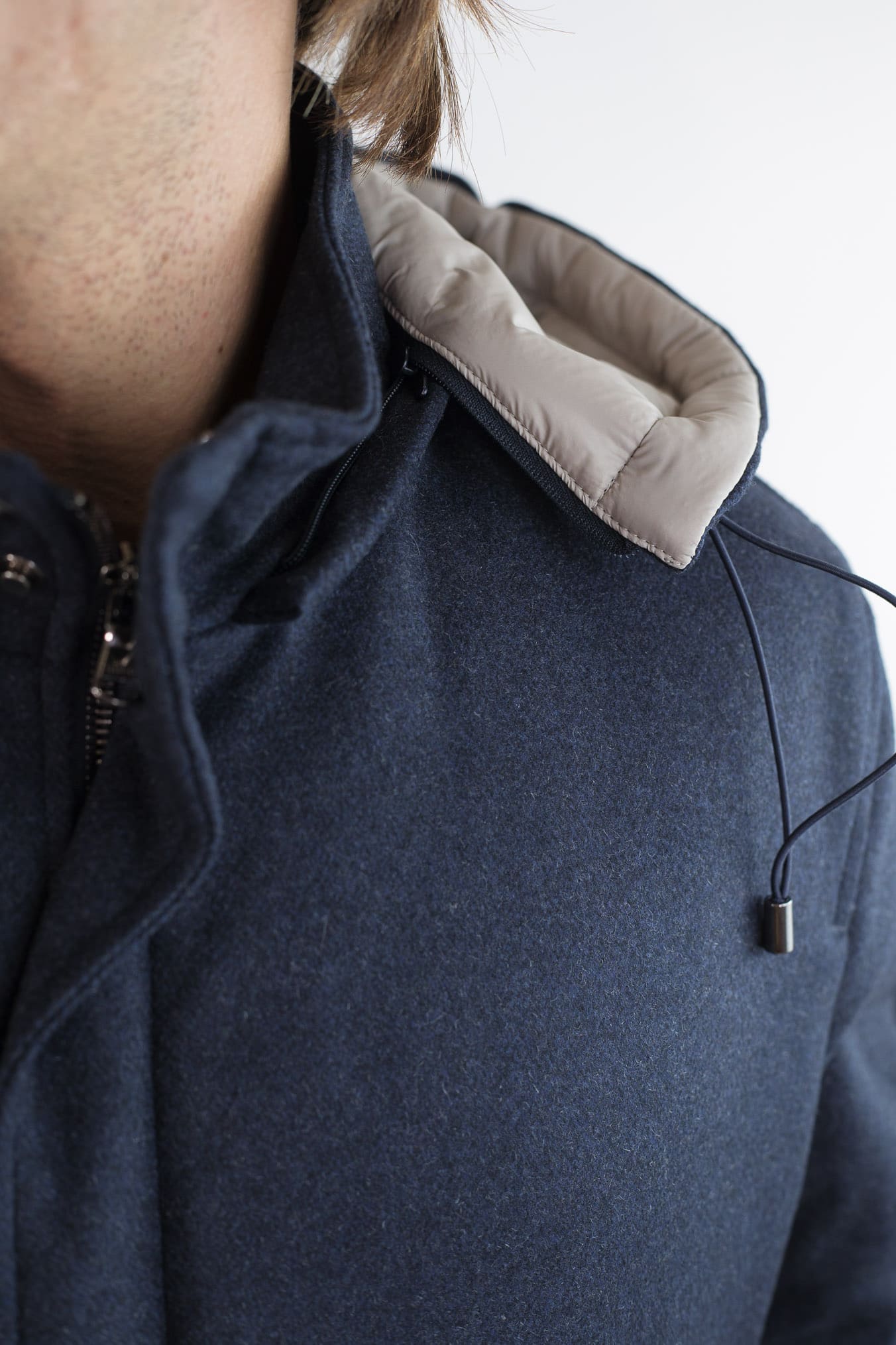 BARBA Giaccone Cashmere Cappuccio Blu