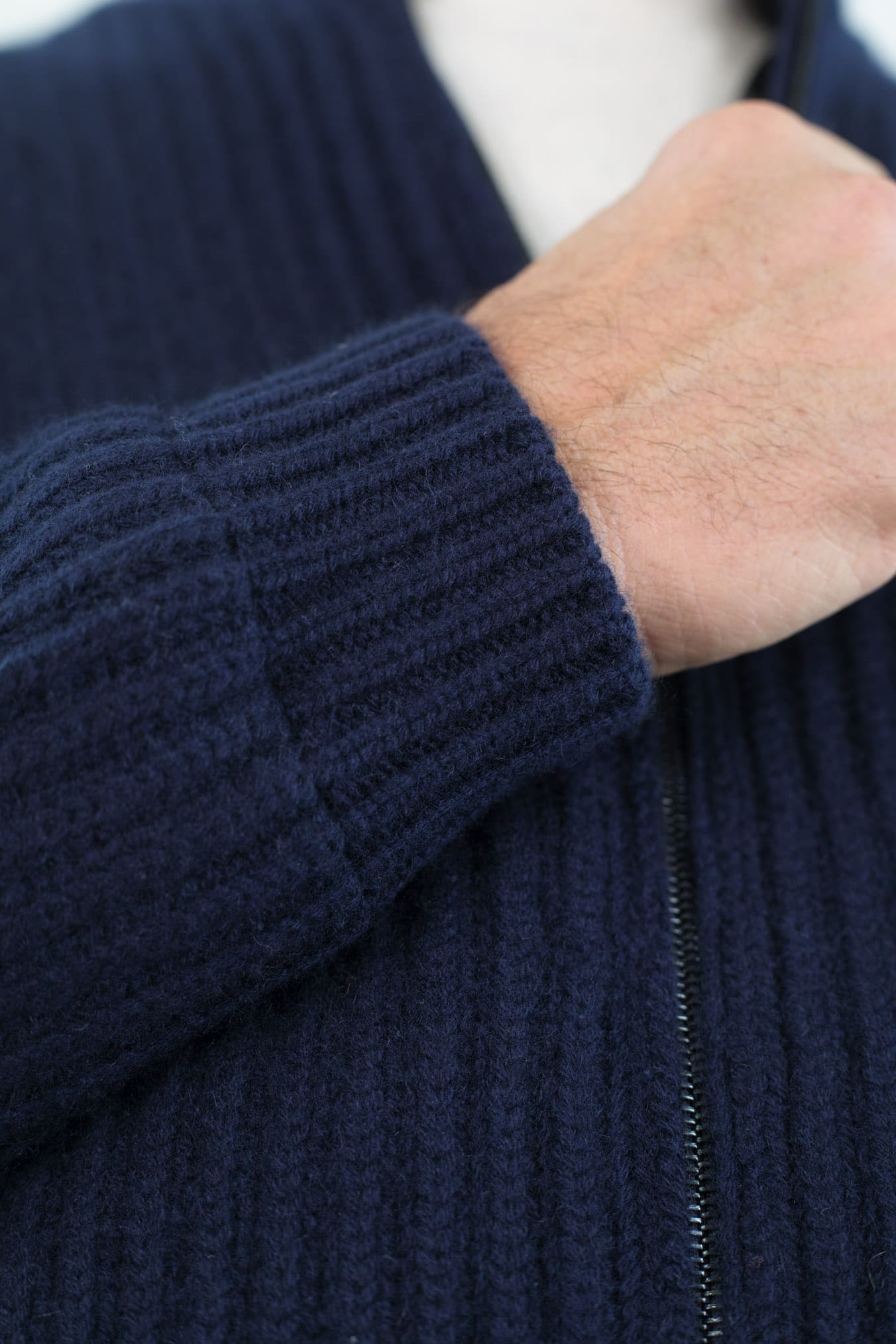 BRAMANI Cardigan Full Zip Cashmere Windstopper Blu Navy
