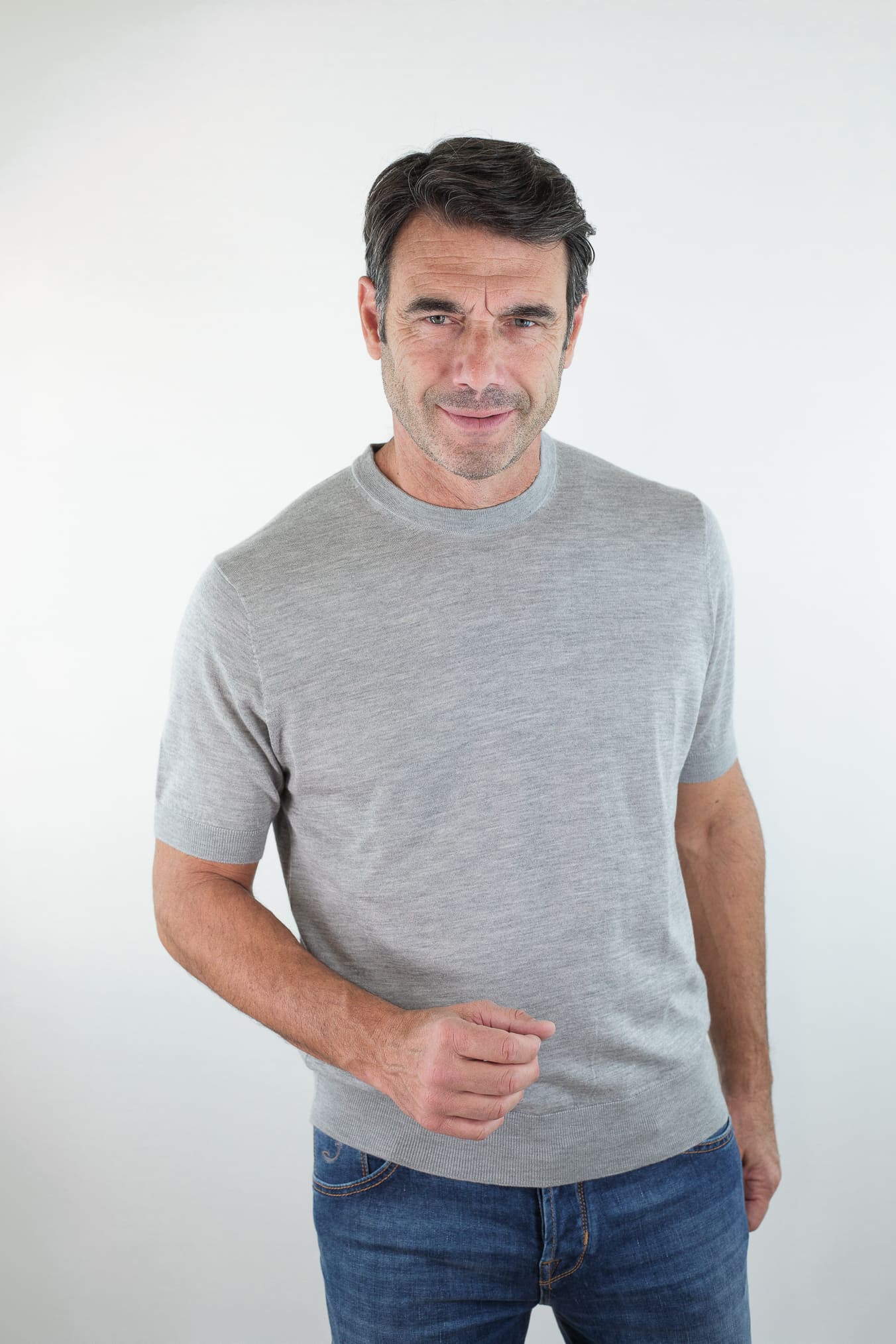 BRAMANI Girocollo Cashmere Seta Superlight Grigio Chiaro