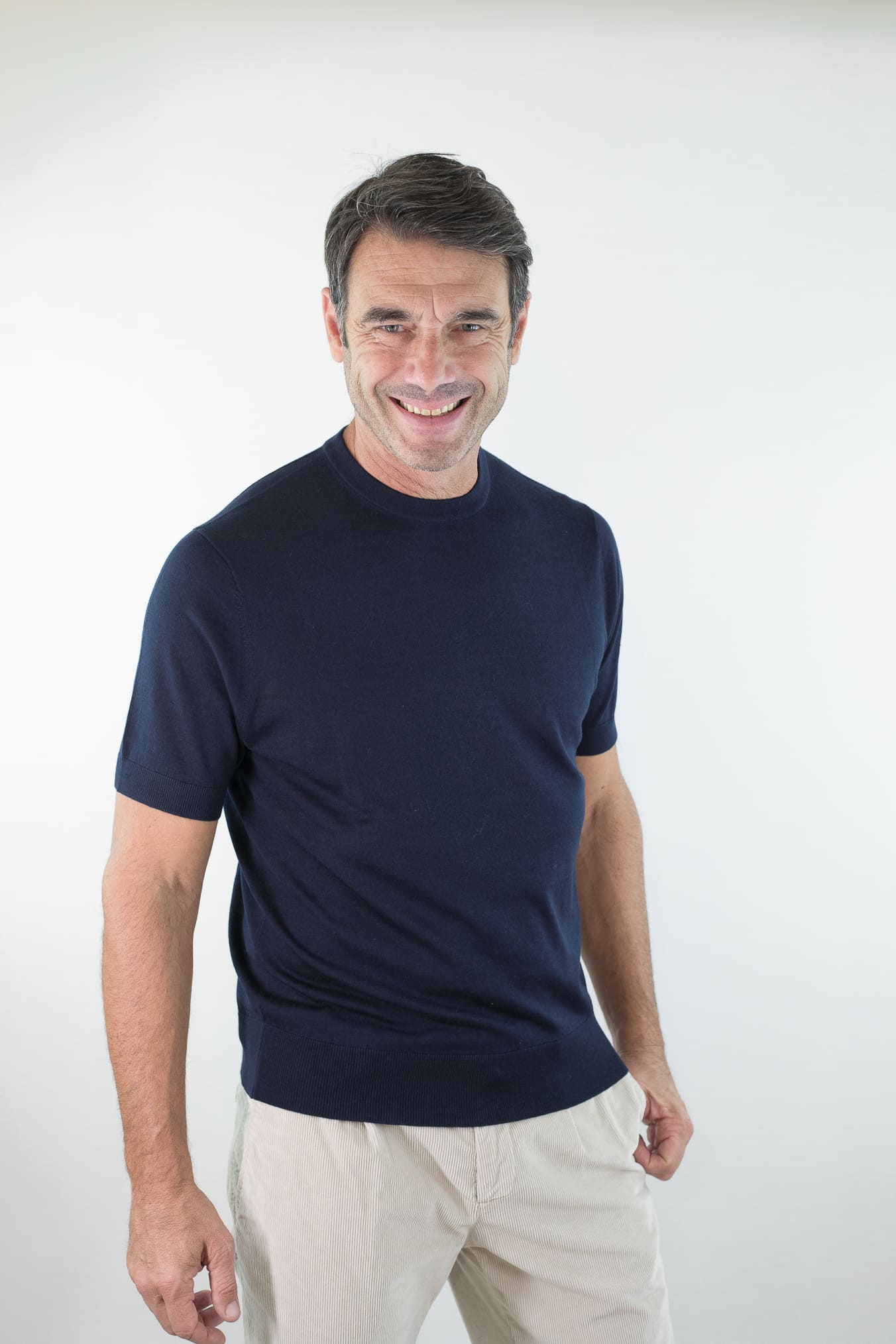 BRAMANI Girocollo Cashmere Seta Superlight Blu Navy