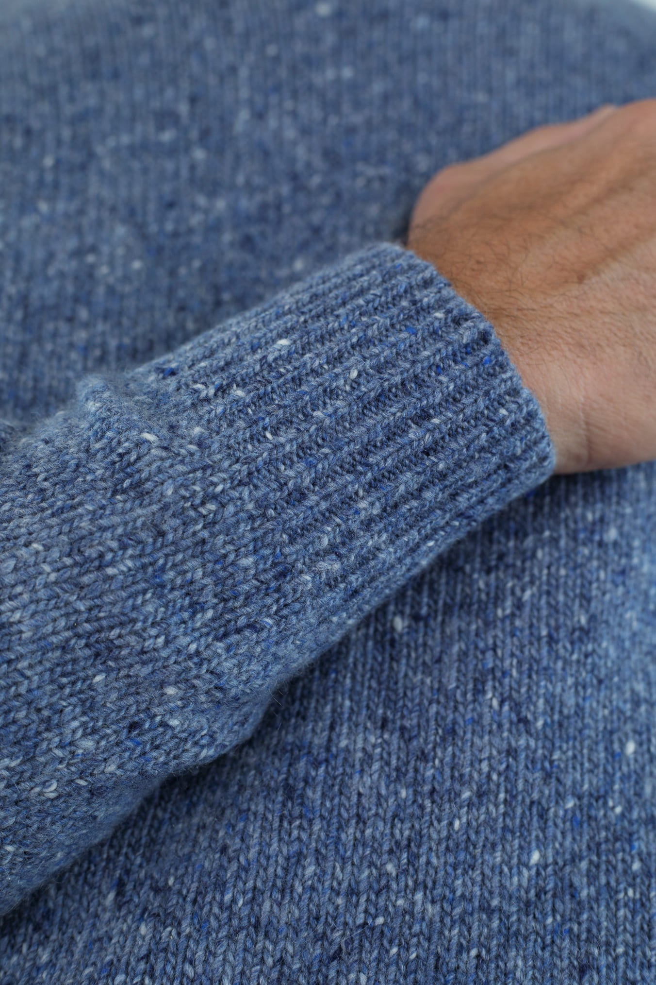 BRAMANI Maglia Girocollo Cashmere Mélange Azzurro Onda