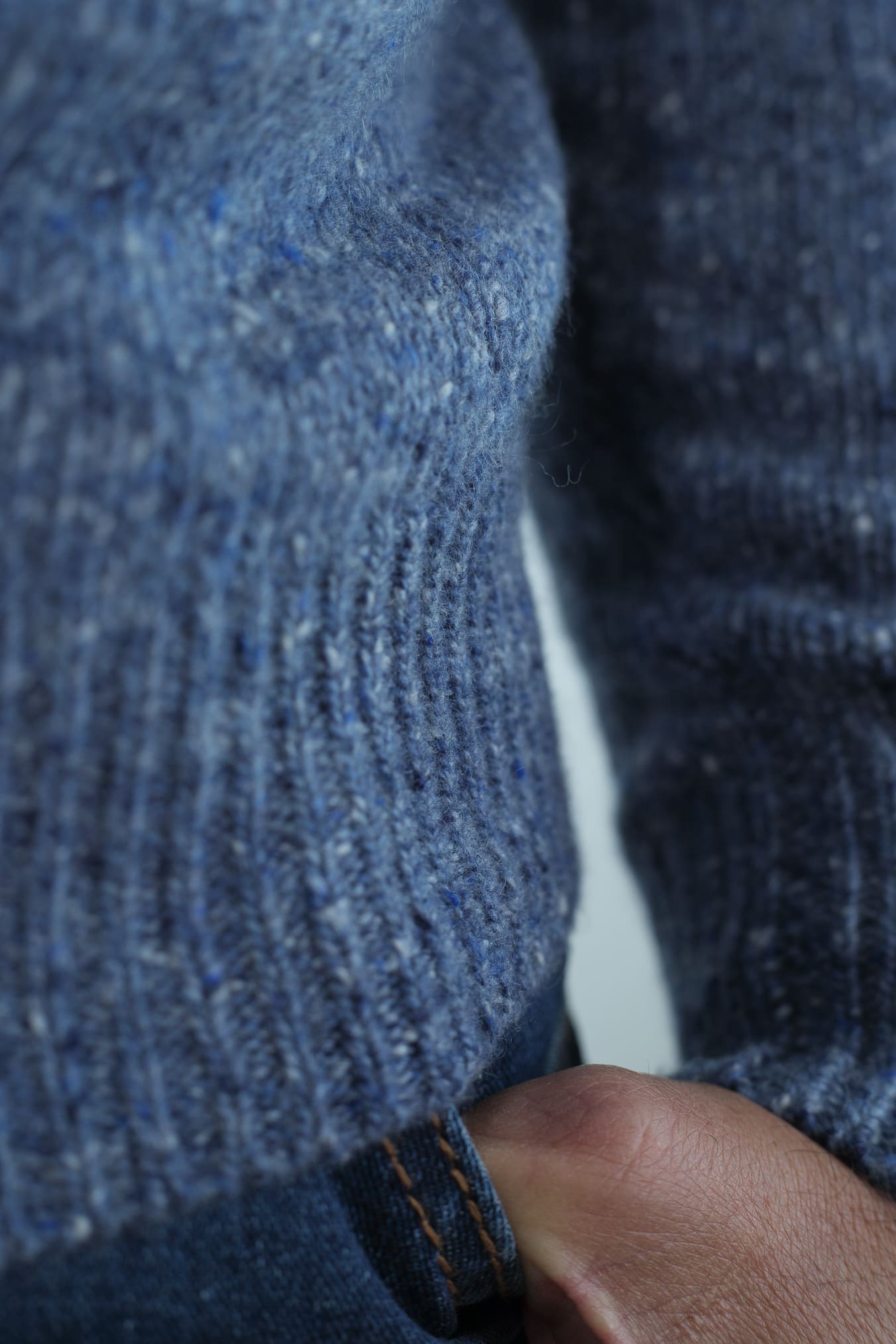 BRAMANI Maglia Girocollo Cashmere Mélange Azzurro Onda