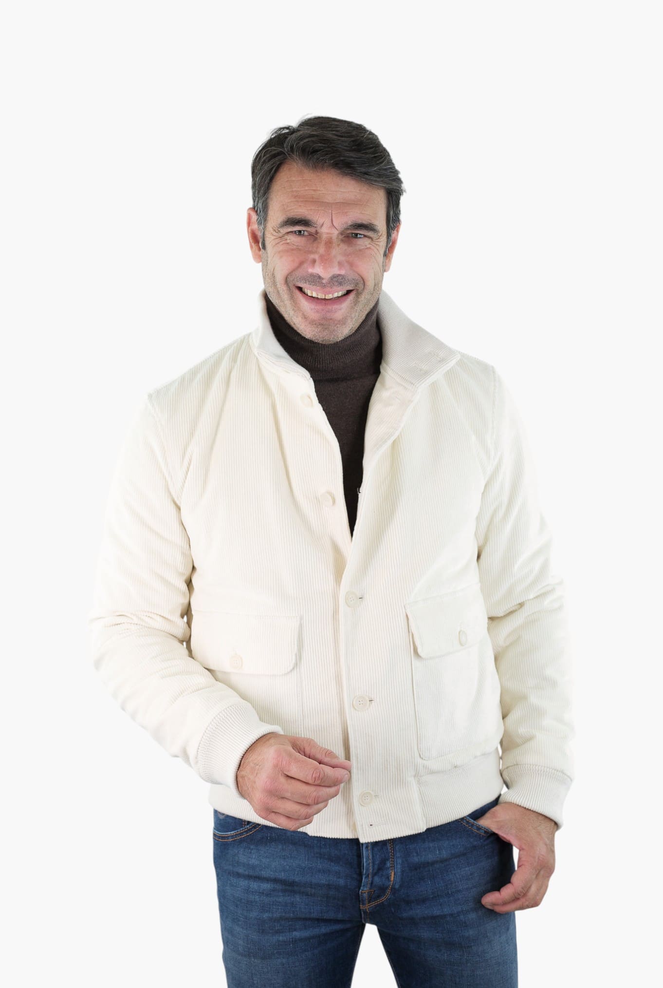 CONTRASTWAY Giubbino Velluto Imbottito Thermore® Bianco Panna