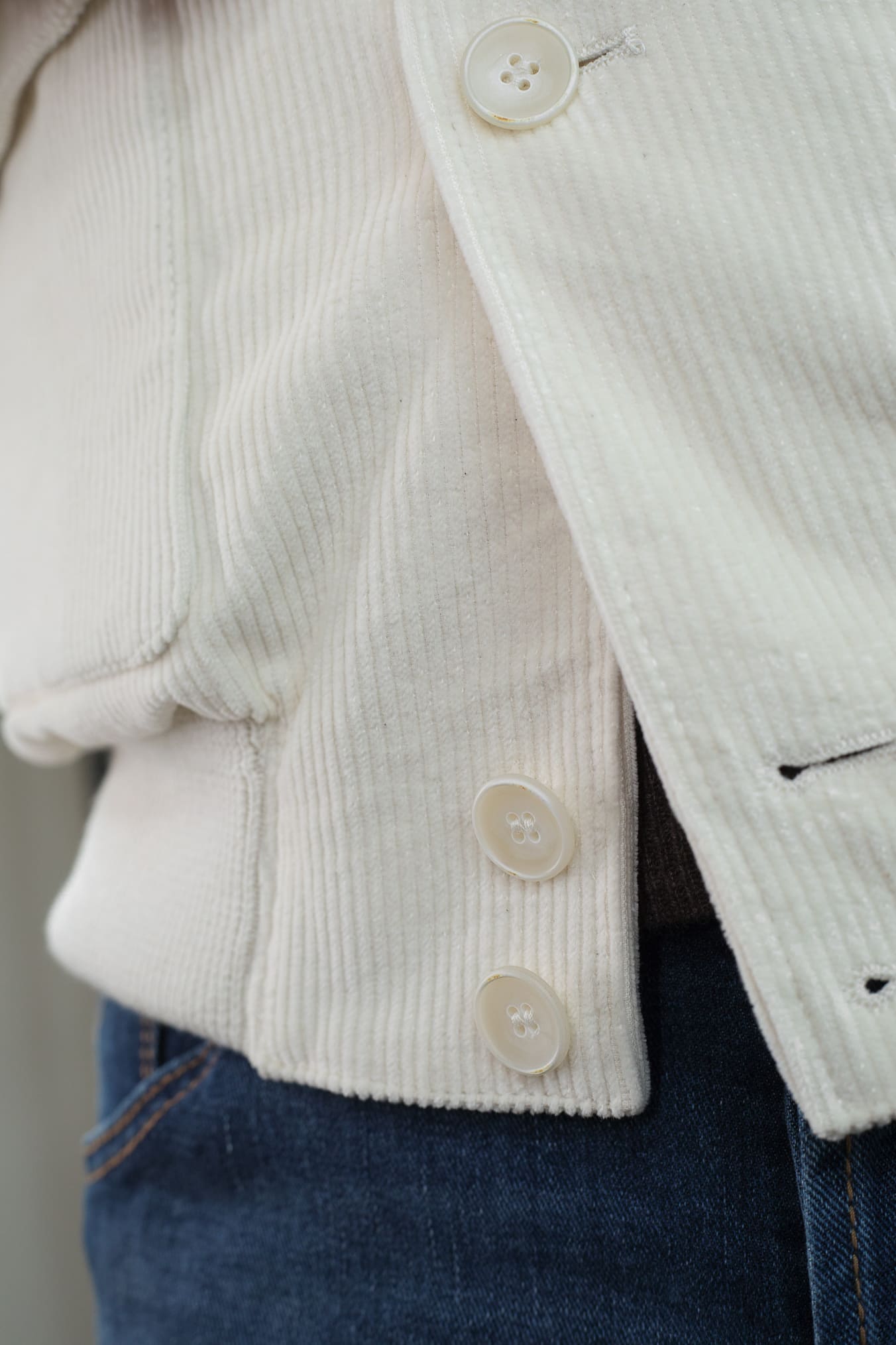 CONTRASTWAY Giubbino Velluto Imbottito Thermore® Bianco Panna