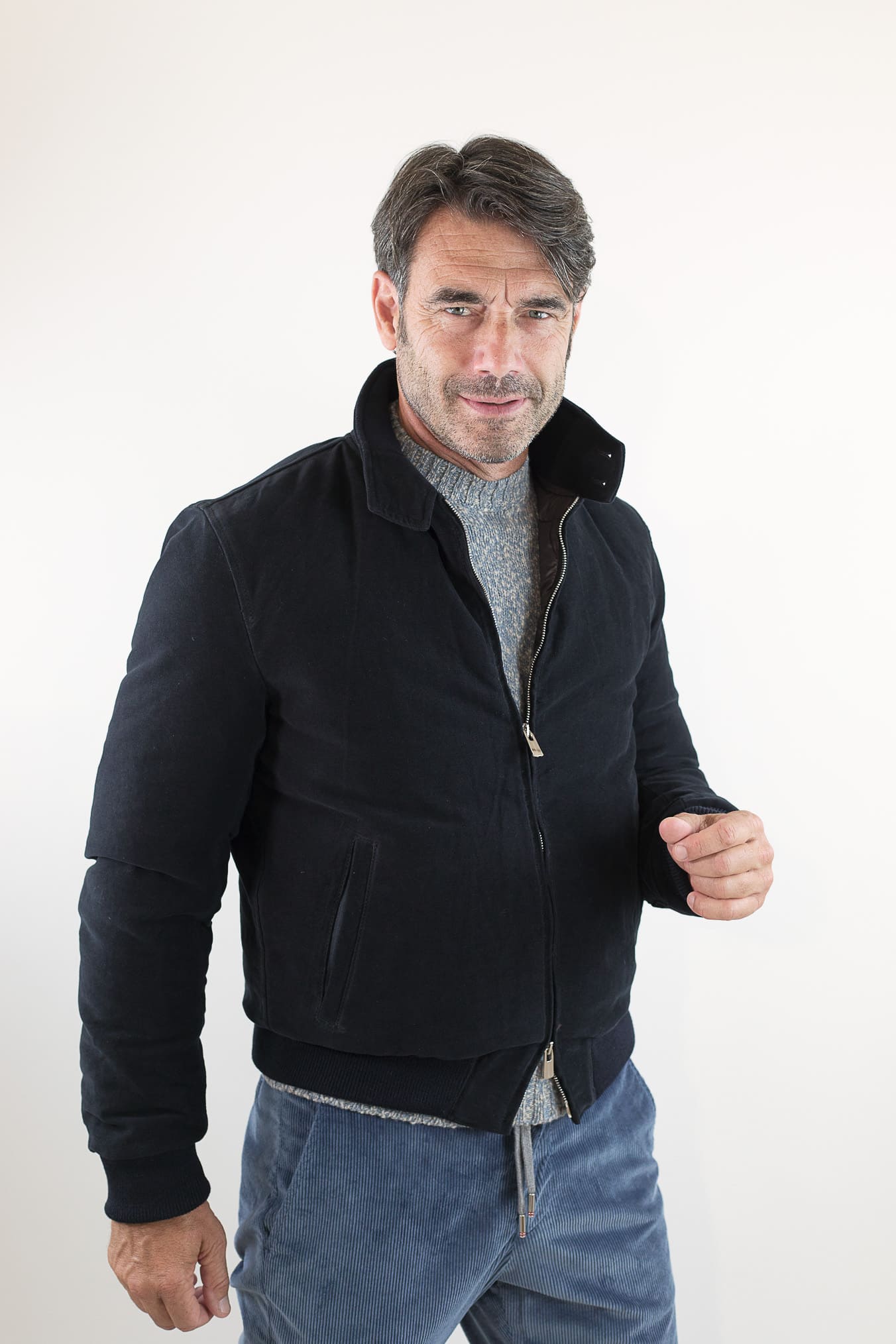 CONTRASTWAY Bomber Fustagno Piumino D'Oca Blu