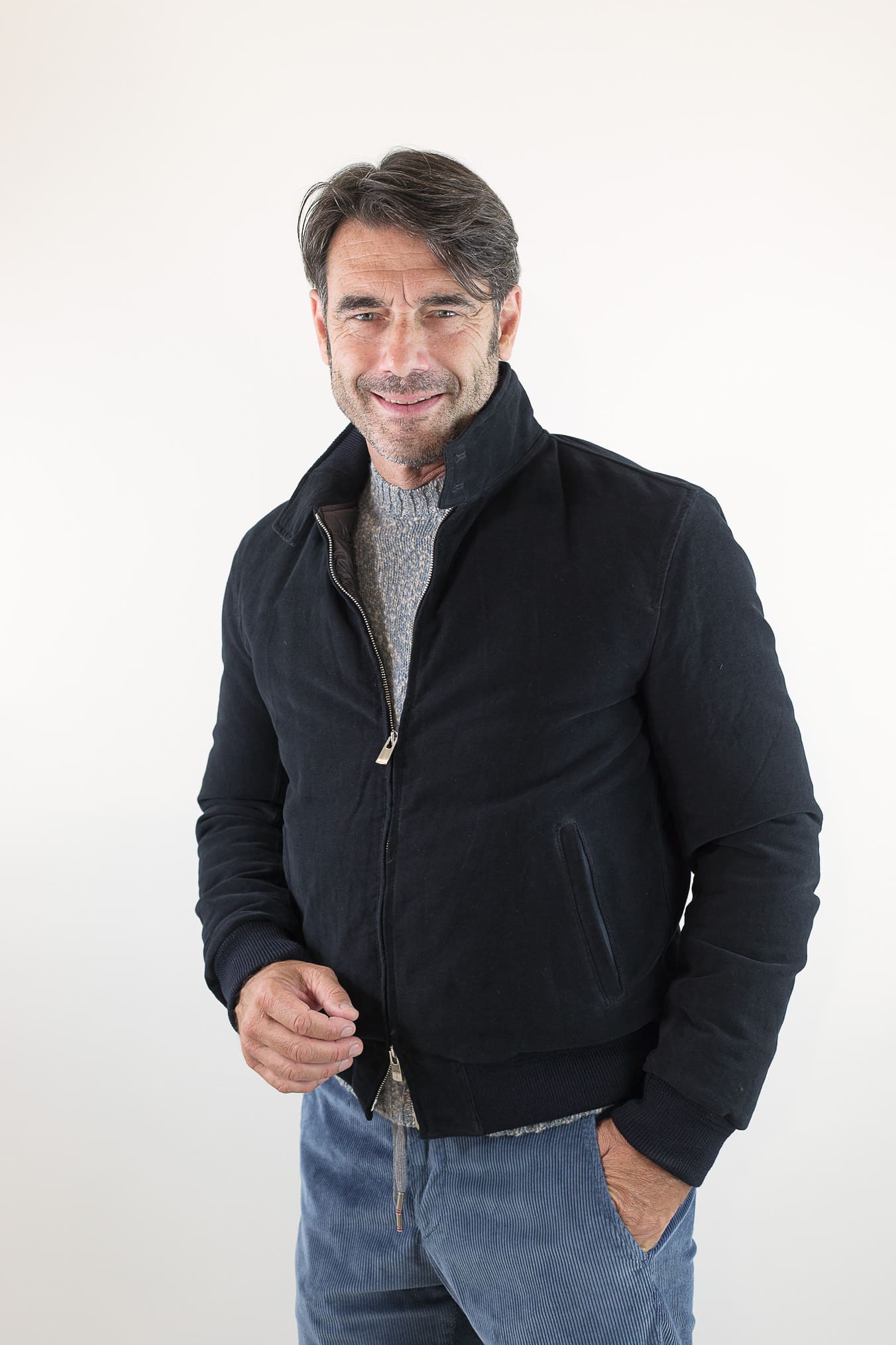 CONTRASTWAY Bomber Fustagno Piumino D'Oca Blu