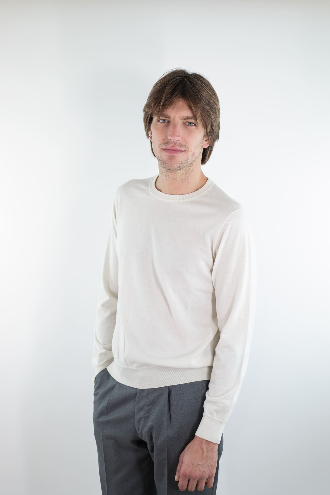 DRUMOHR Girocollo Cashmere Superlight Bianco