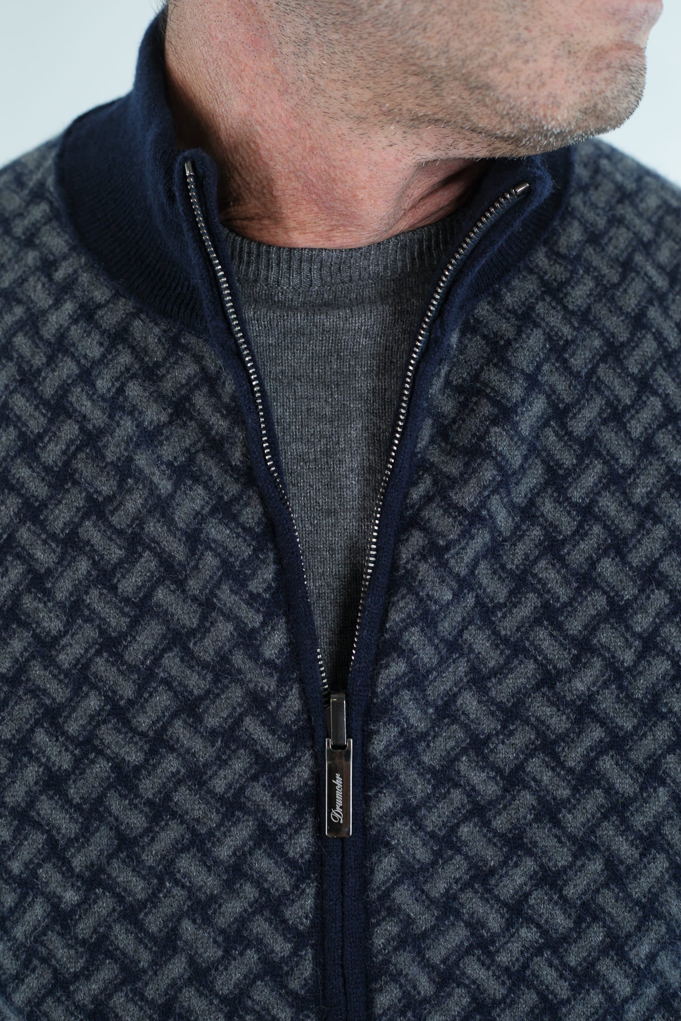 DRUMOHR Maglia Reversibile Cashmere "Biscottino" Blu Navy