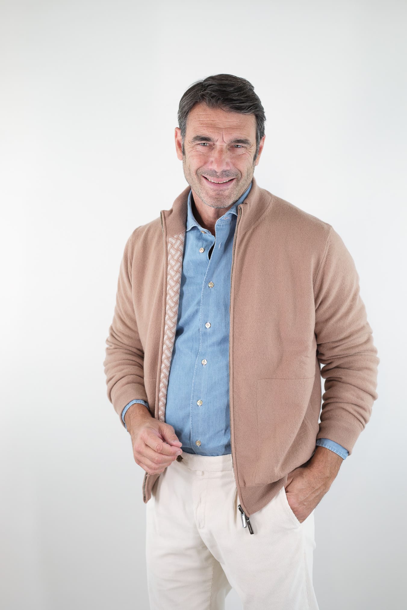 DRUMOHR Maglia Reversibile Cashmere "Biscottino" Cammello