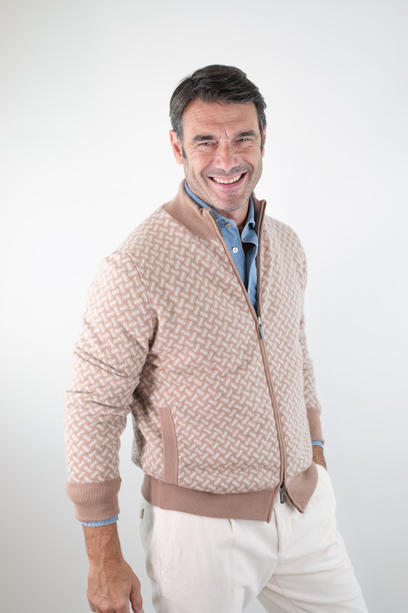 DRUMOHR Maglia Reversibile Cashmere "Biscottino" Cammello