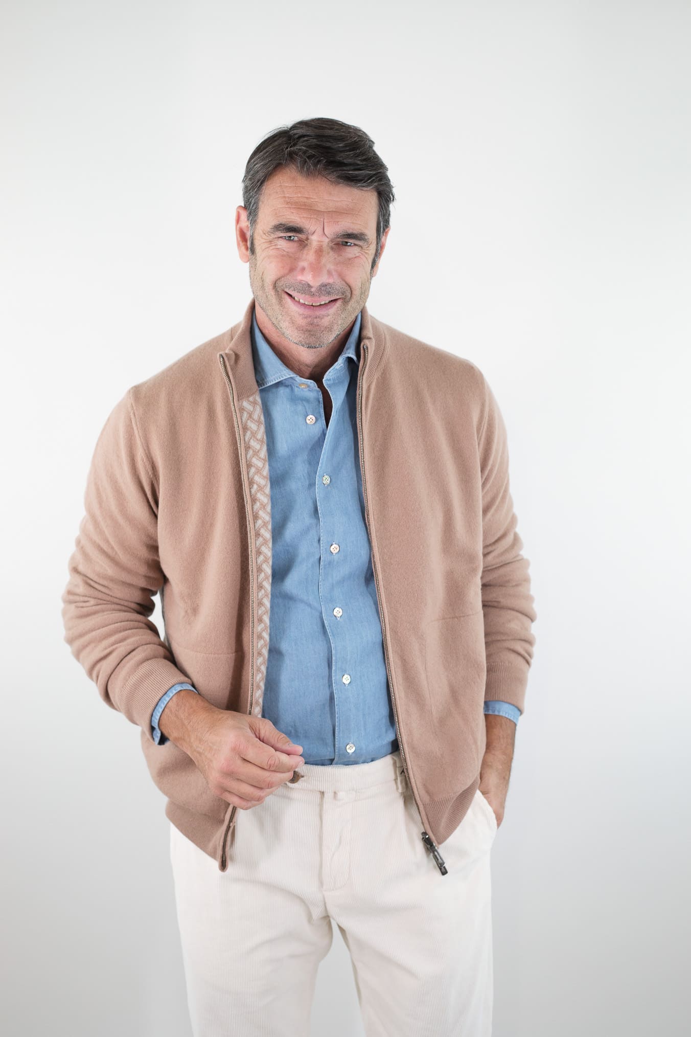 DRUMOHR Maglia Reversibile Cashmere "Biscottino" Cammello