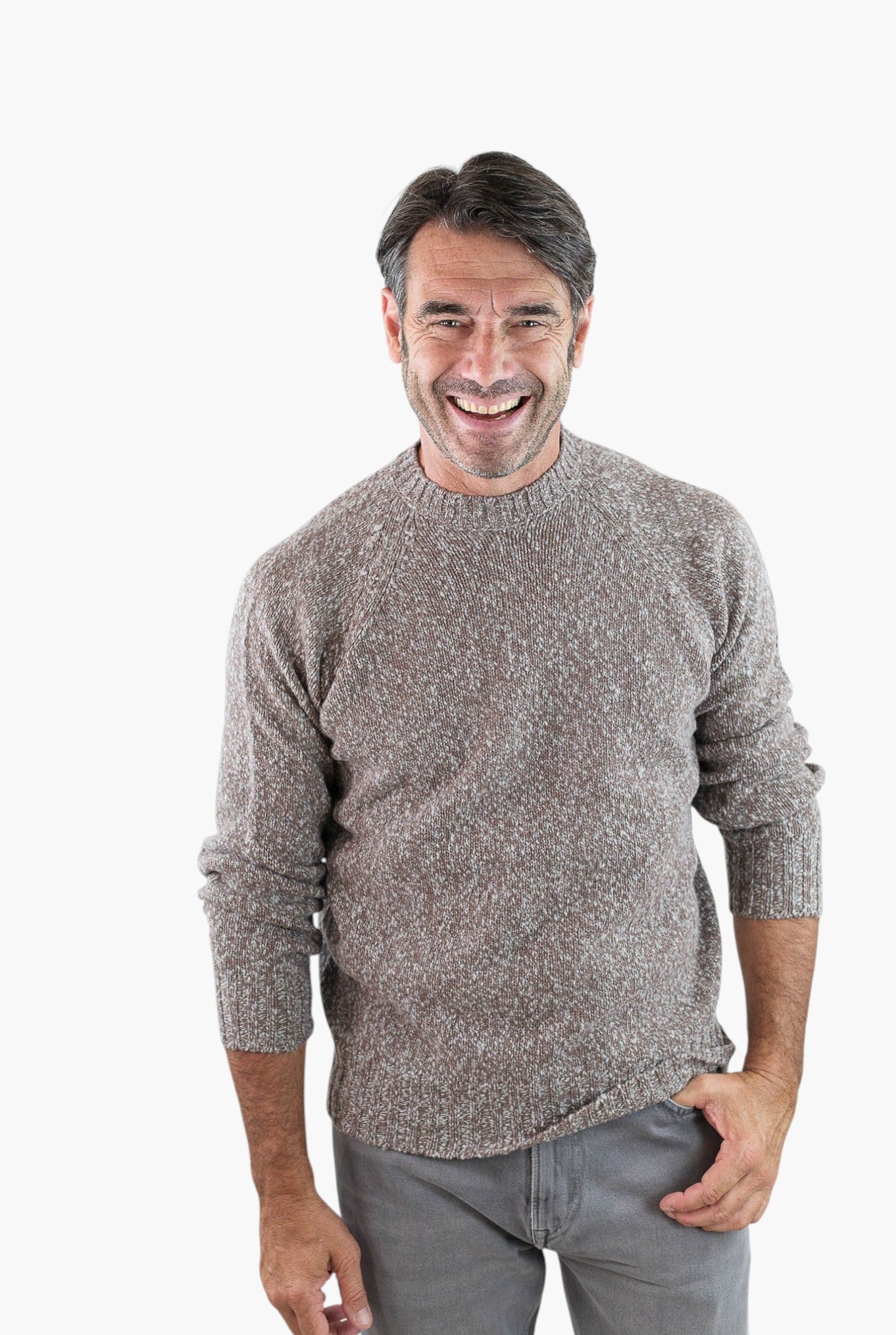 DRUMOHR Maglia Girocollo Malfilé Lambswool Taupe Mélange