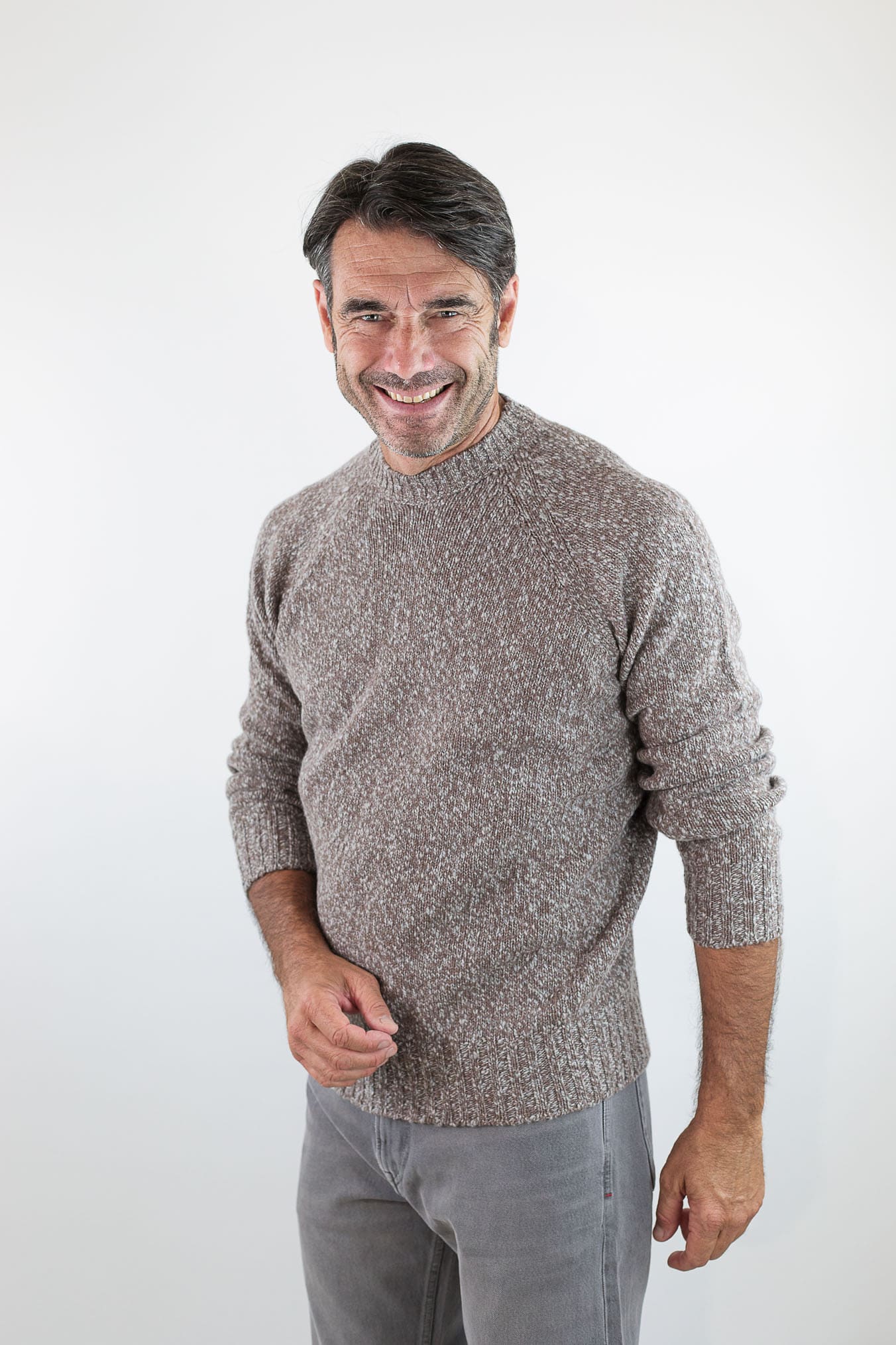 DRUMOHR Maglia Girocollo Malfilé Lambswool Taupe Mélange