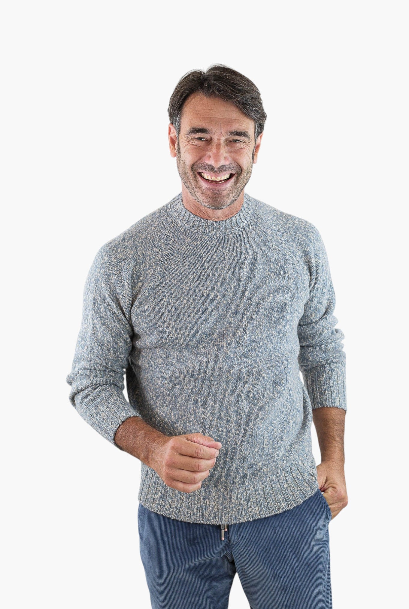 DRUMOHR Maglia Girocollo Malfilé Lambswool Denim Mélange