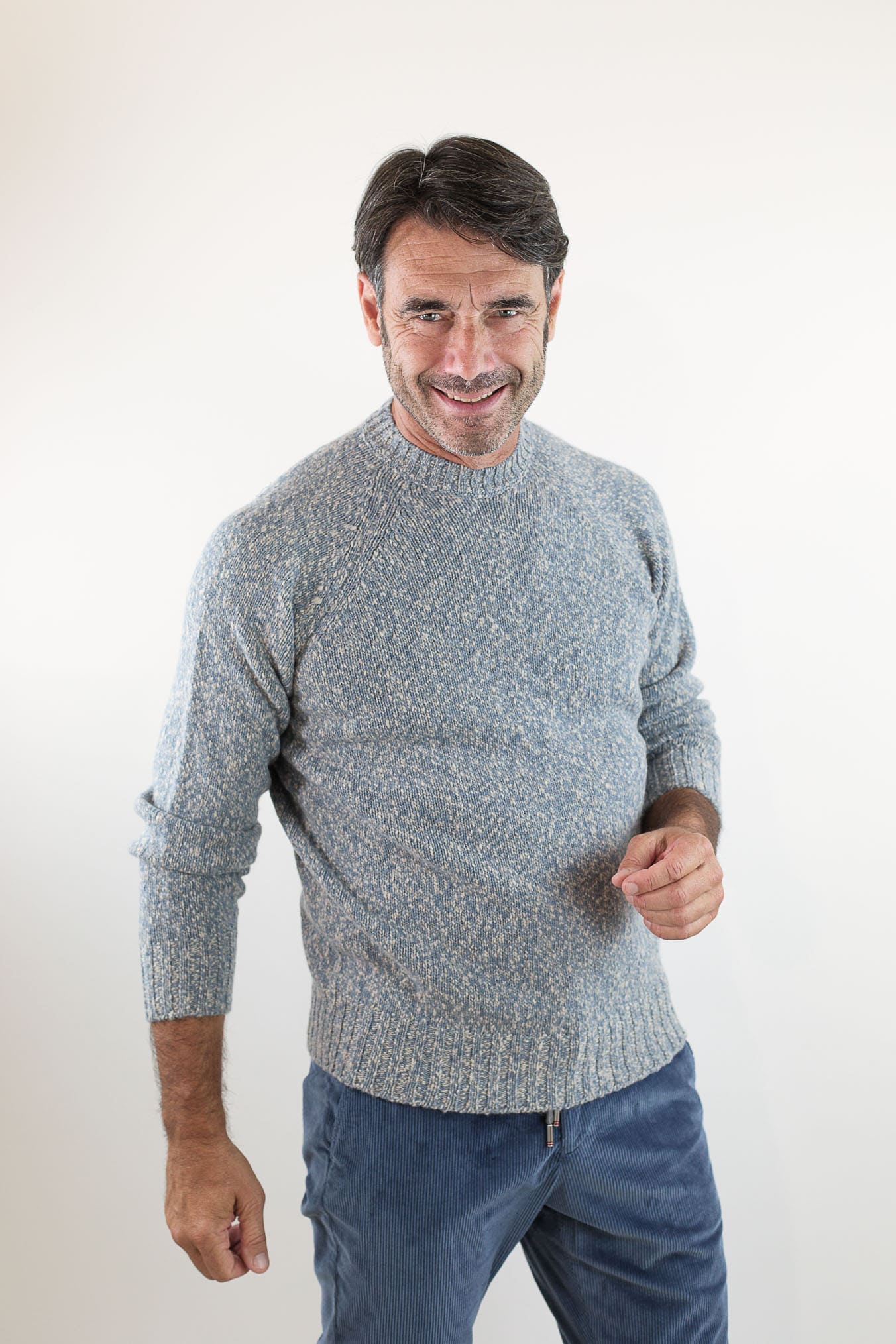 DRUMOHR Maglia Girocollo Malfilé Lambswool Denim Mélange