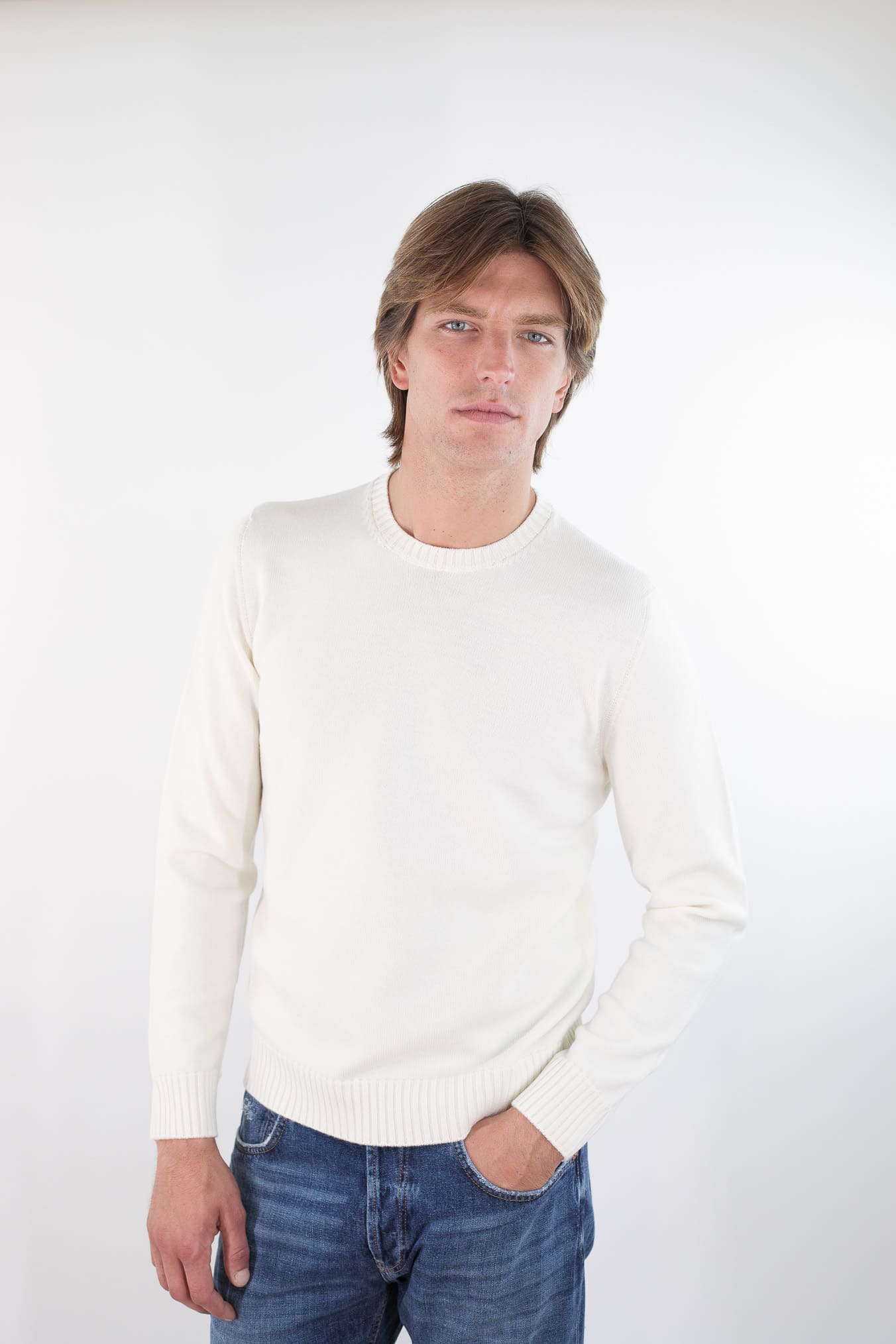 DRUMOHR Girocollo Lana Merinos Bianco Latte