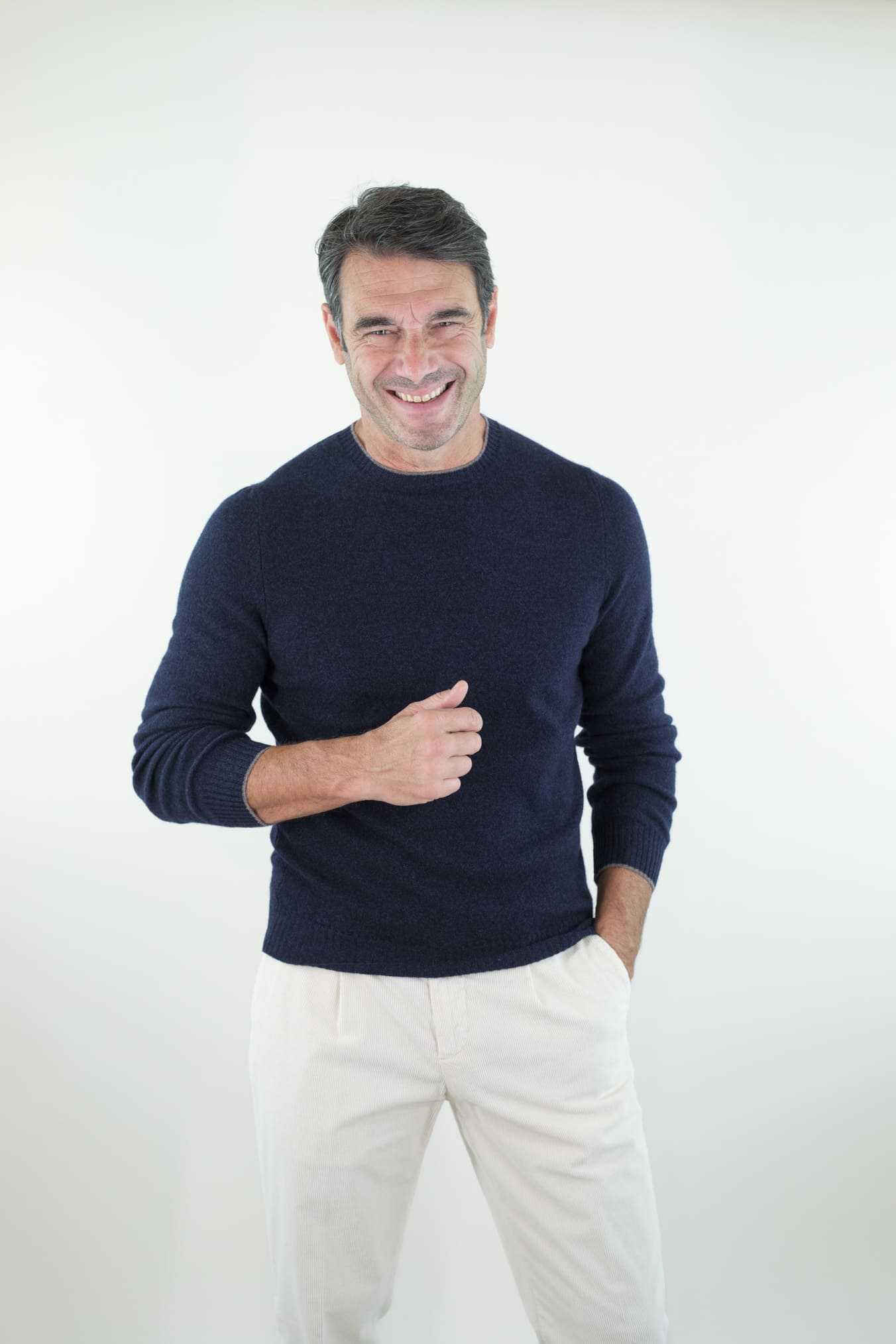 FEDELI Maglia Girocollo Cashmere Persia "Argentina" Blu