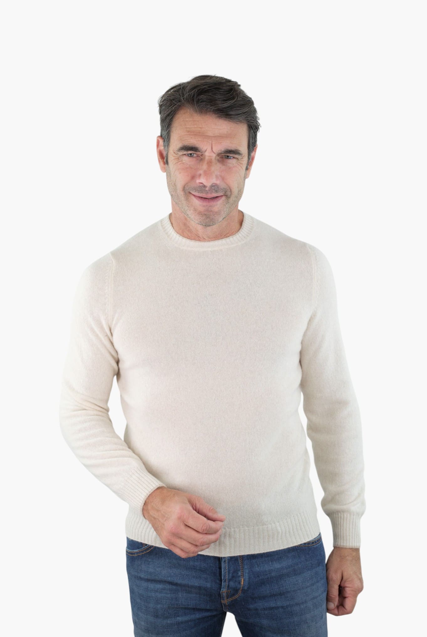 FEDELI Maglia Girocollo Cashmere Persia "Argentina" Panna