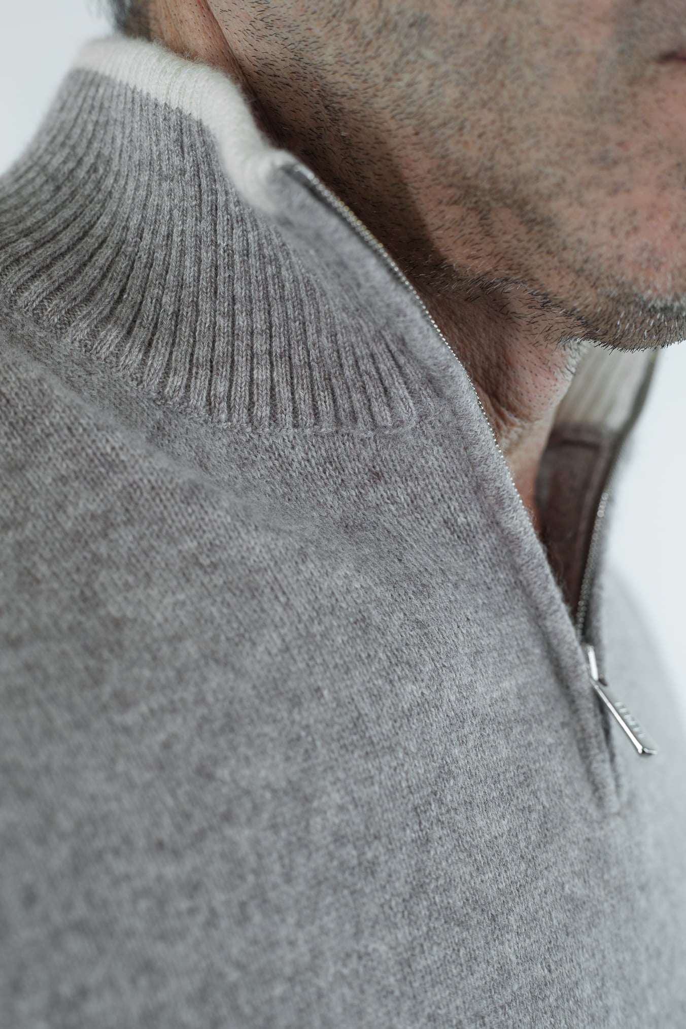 FEDELI Maglia Mezza Zip Cashmere "Favonio" Tortora