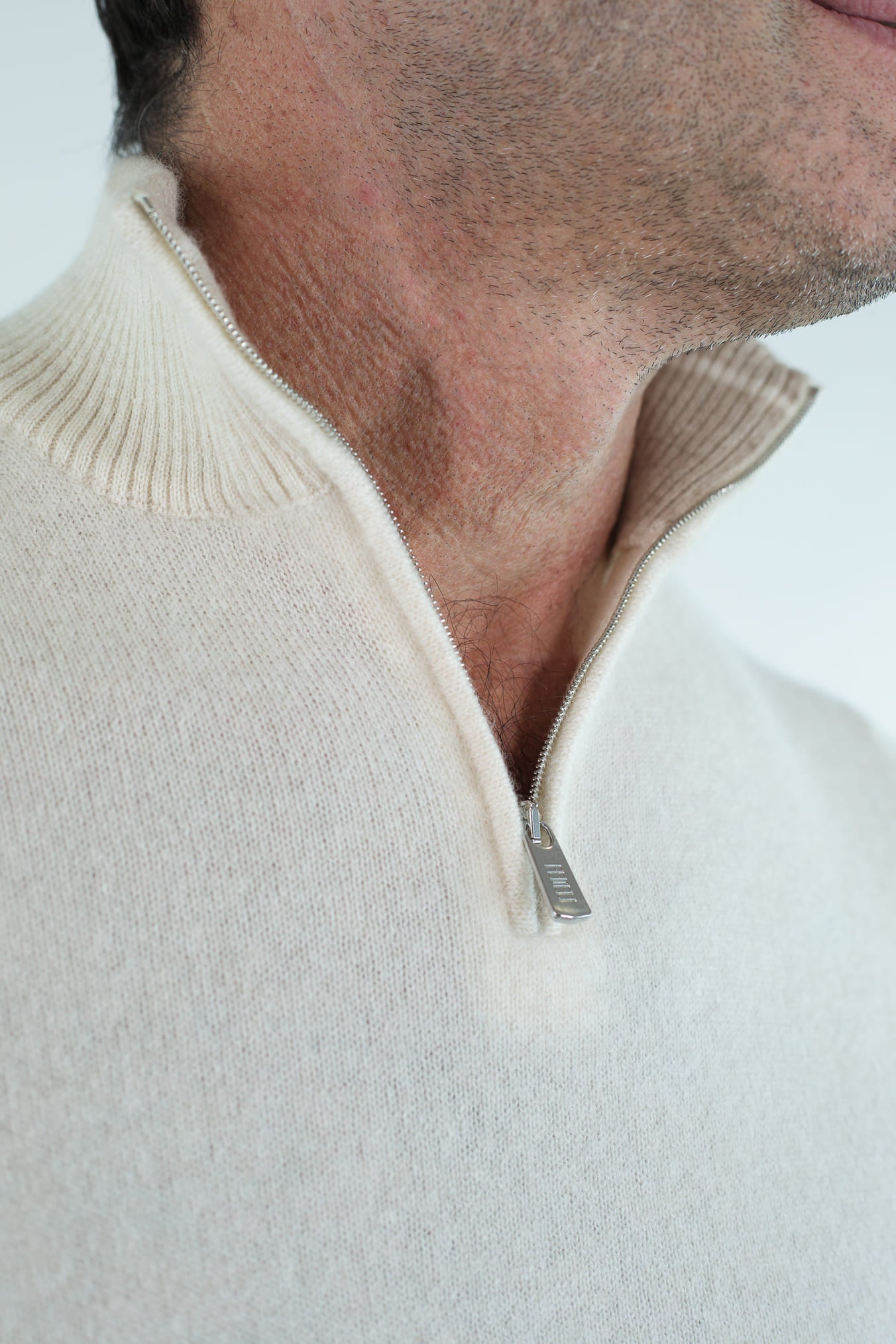 FEDELI Maglia Mezza Zip Cashmere "Favonio" Bianco