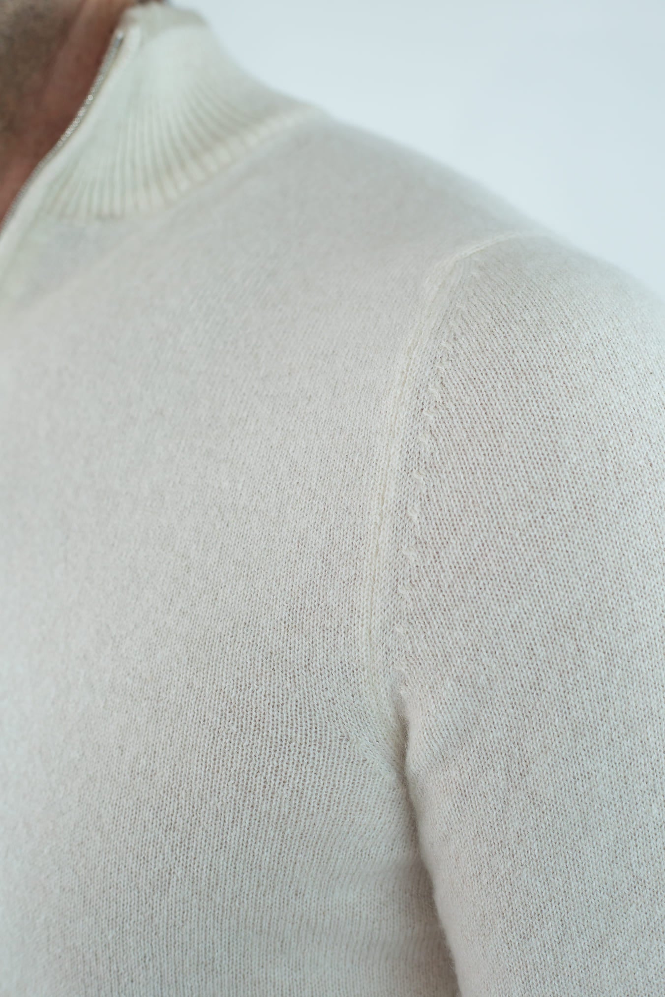 FEDELI Maglia Mezza Zip Cashmere "Favonio" Bianco