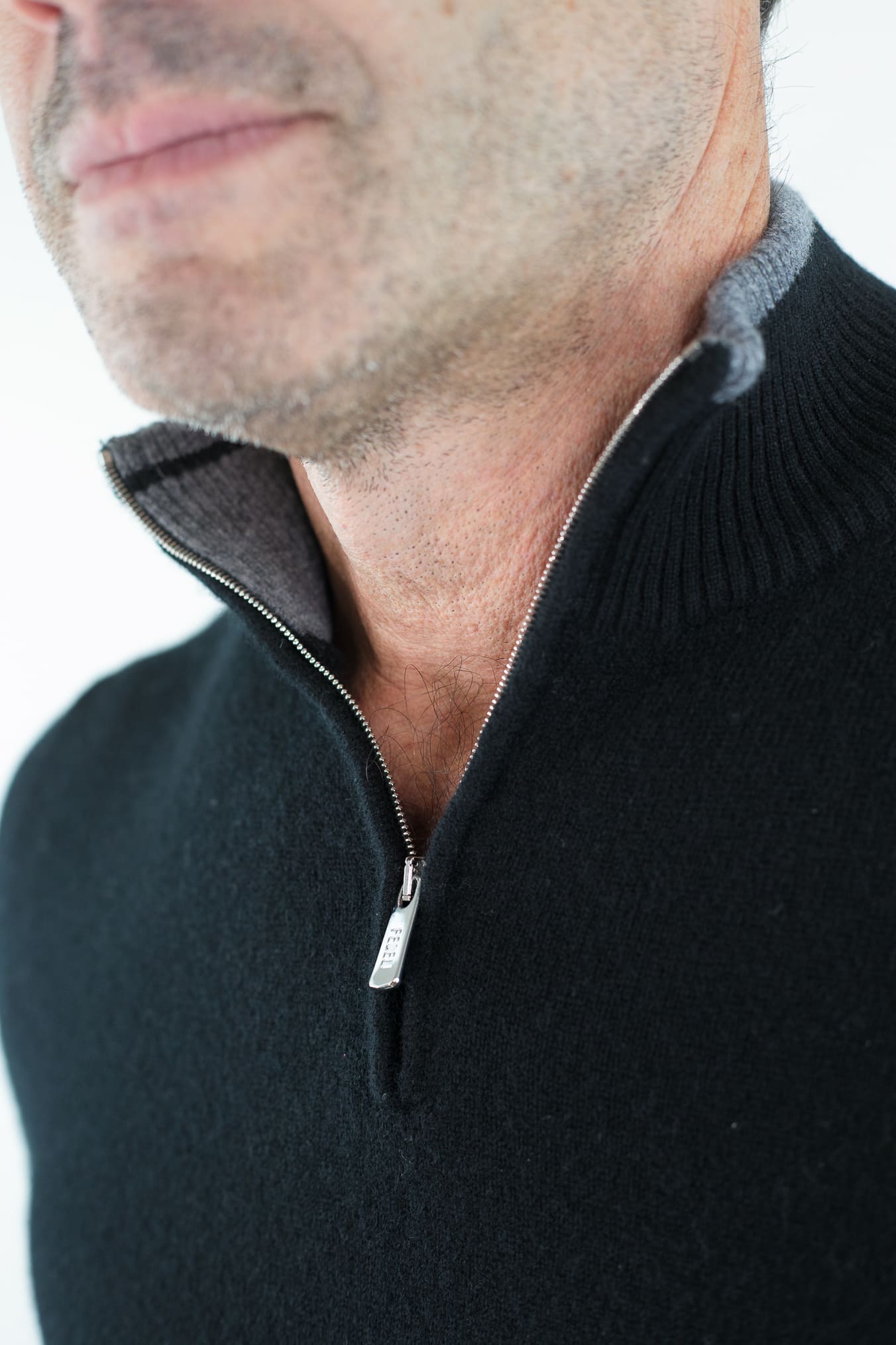 FEDELI Maglia Mezza Zip Cashmere "Favonio" Nero