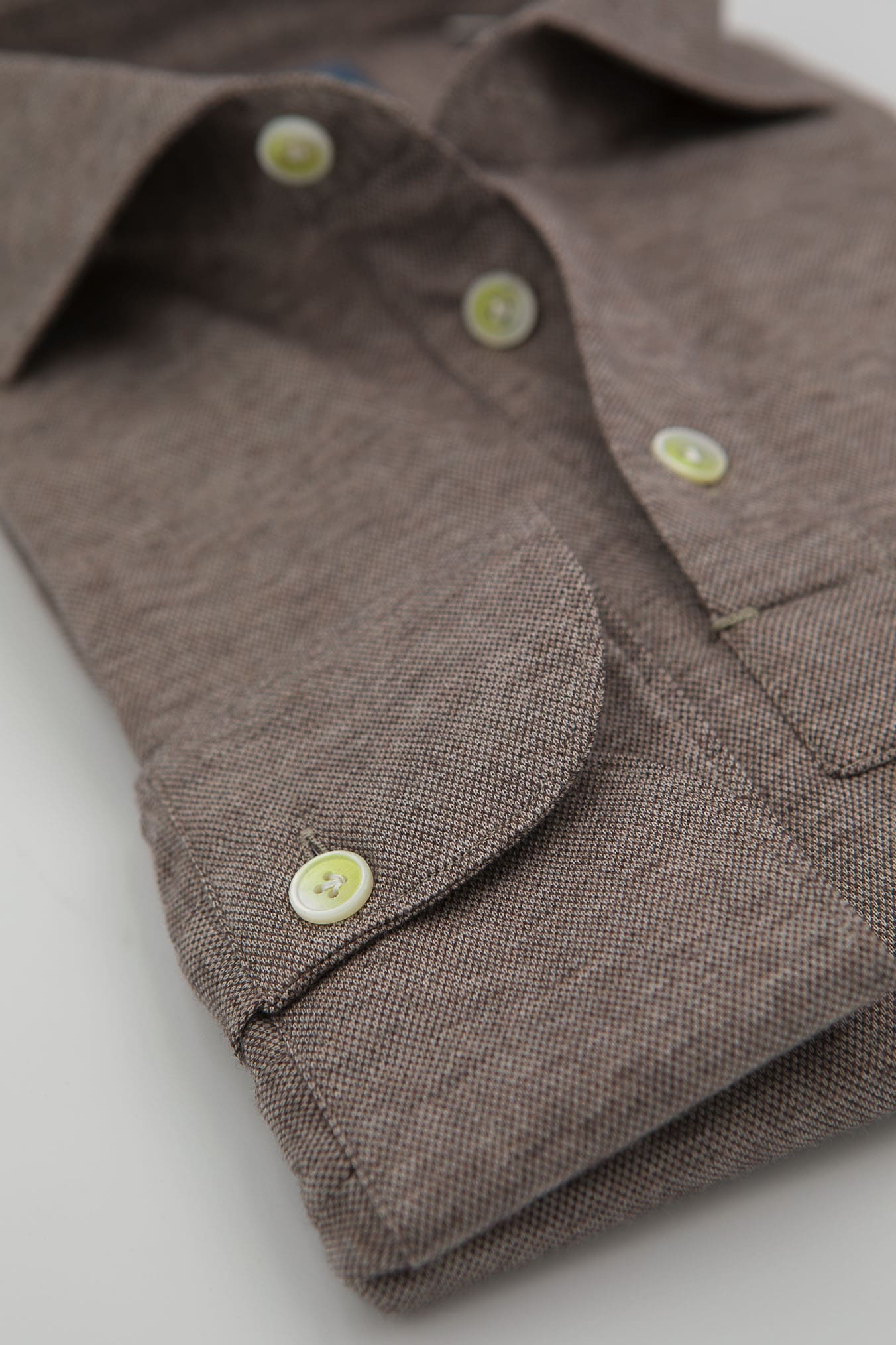 FINAMORE Polo Jersey Cotone Cashmere Maniche Lunghe Tortora