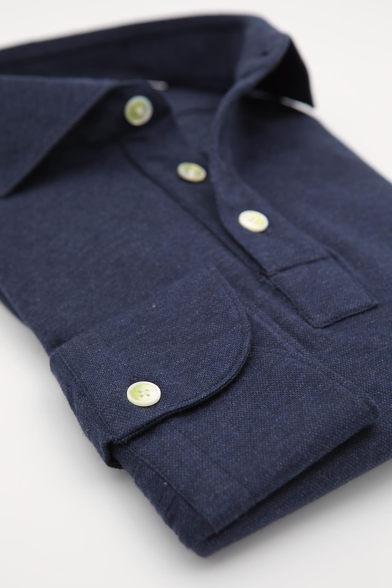 FINAMORE Polo Jersey Cotone Cashmere Maniche Lunghe Blu