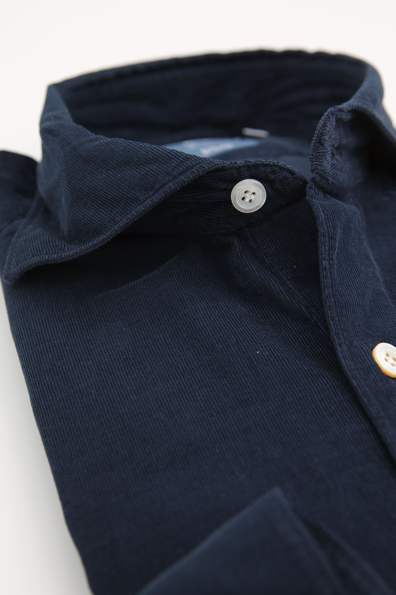 FINAMORE Camicia Velluto Superlight Millerighe Blu