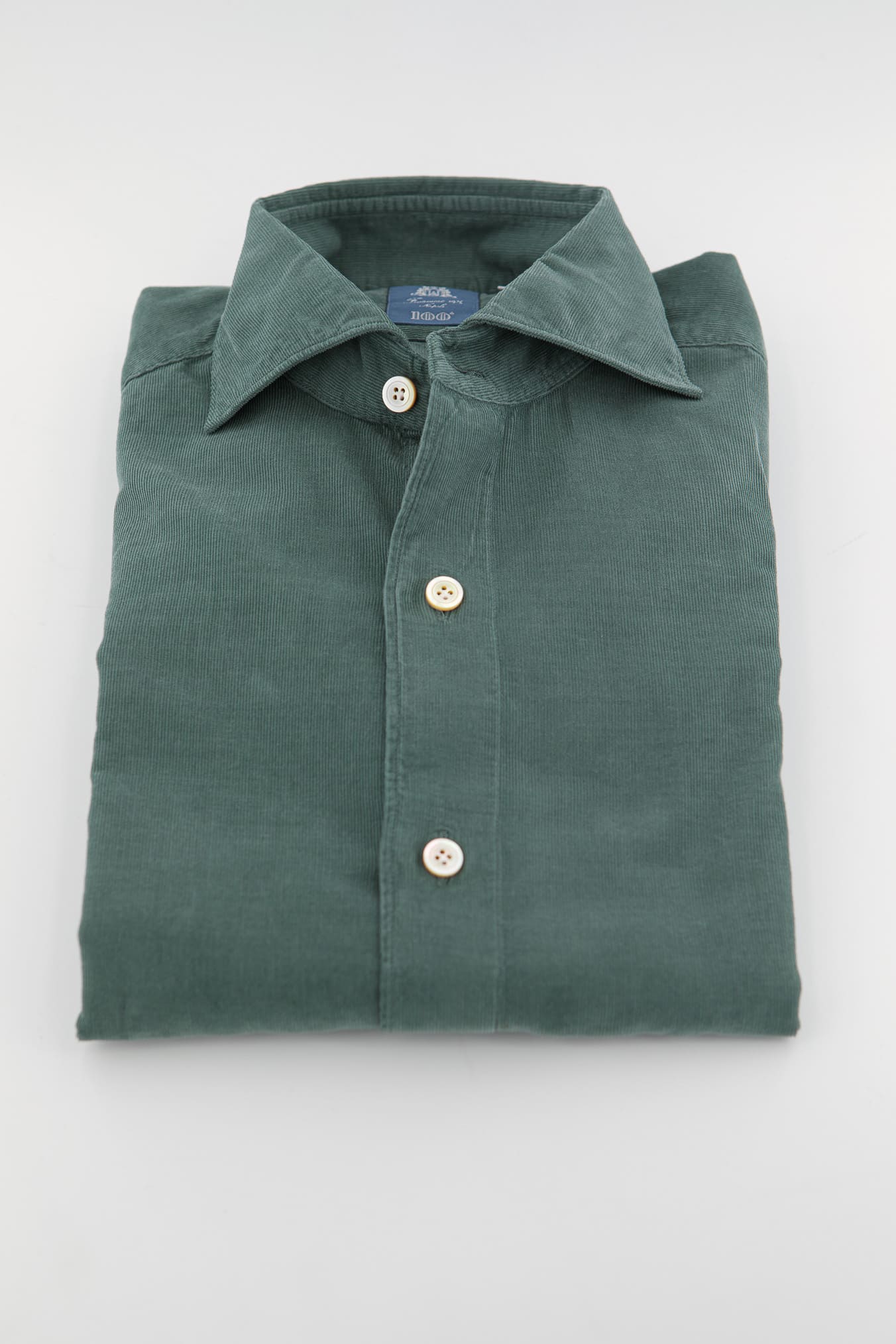 FINAMORE Camicia Velluto Superlight Millerighe Verde