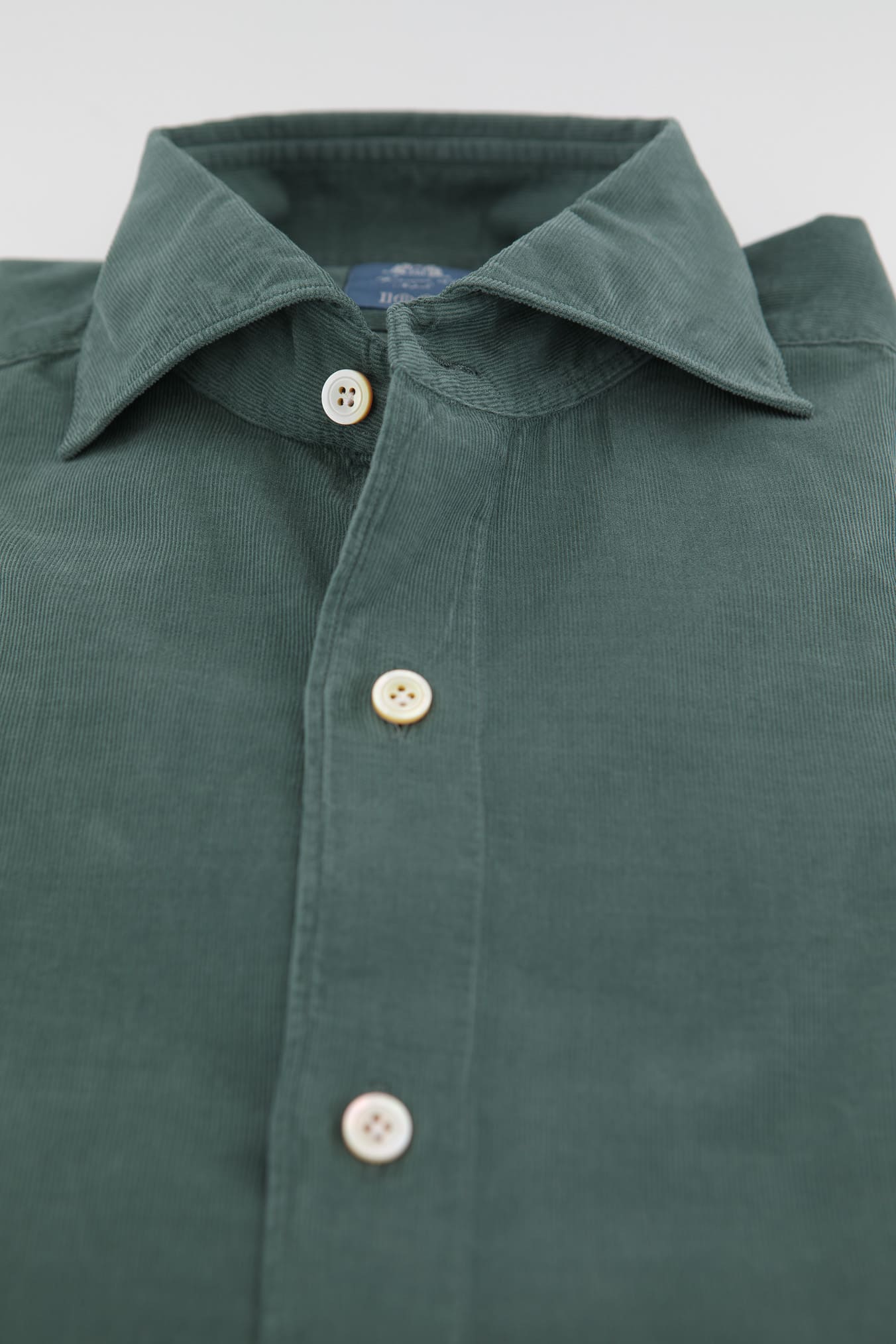 FINAMORE Camicia Velluto Superlight Millerighe Verde