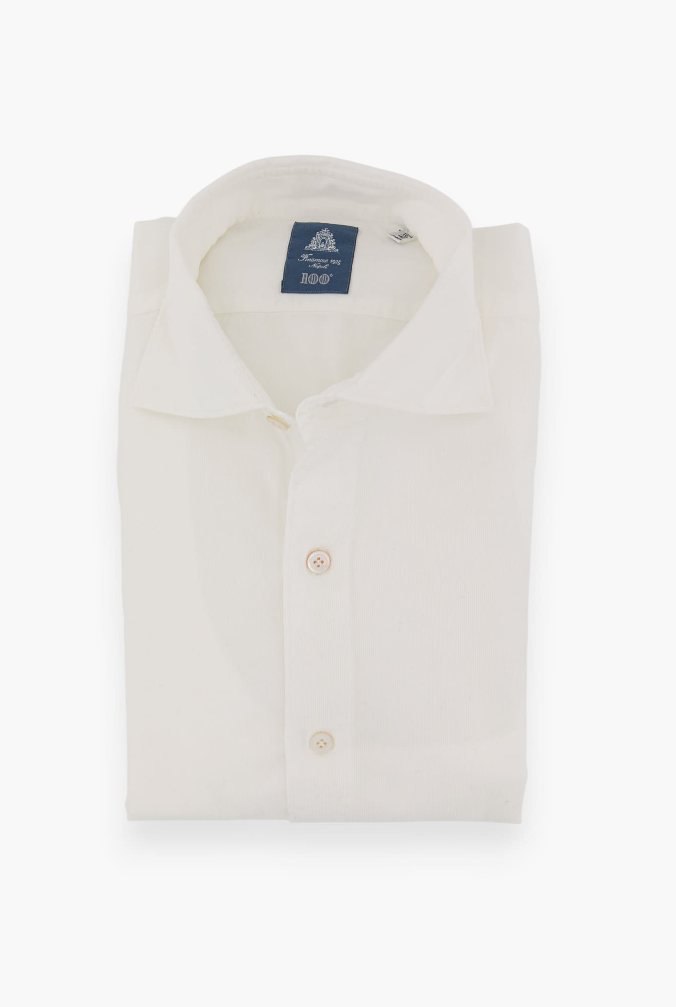 FINAMORE Camicia Velluto Superlight Millerighe Bianco