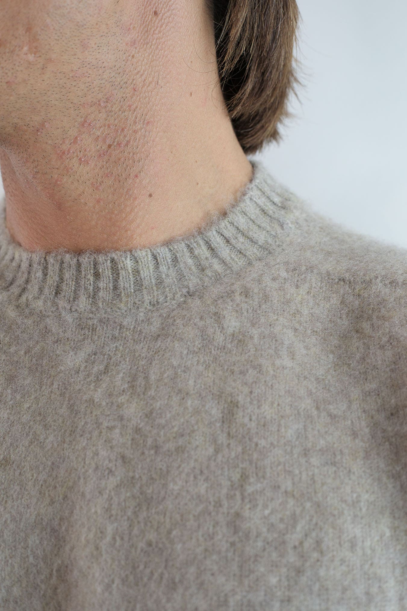 FINAMORE Girocollo "Jesolo" Cashmere Corsehair Loro Piana Beige