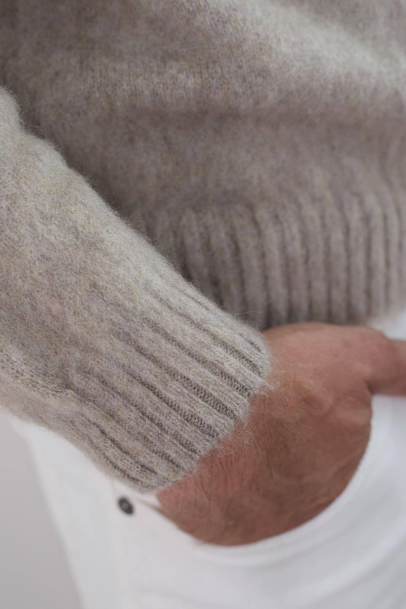 FINAMORE Girocollo "Jesolo" Cashmere Corsehair Loro Piana Beige