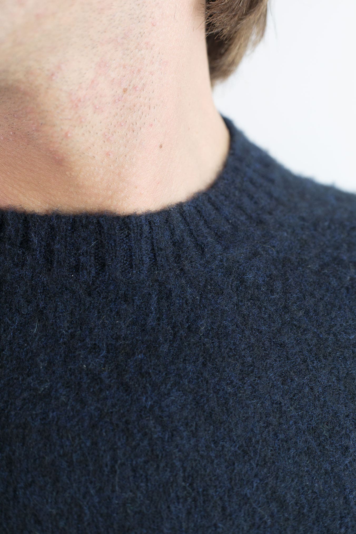 FINAMORE Girocollo "Jesolo" Cashmere Corsehair Loro Piana Blu