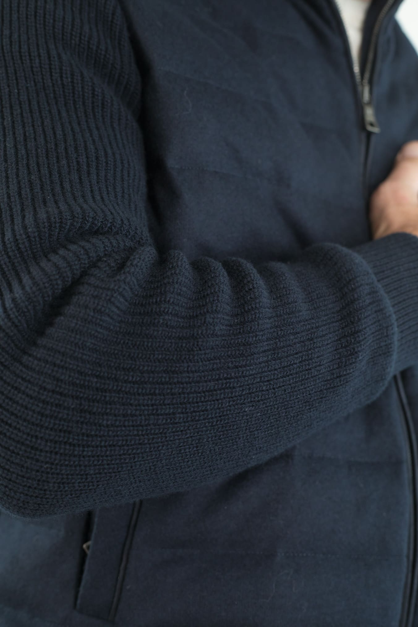 FIORONI Bomber Piumino Lana Cashmere Blu Navy