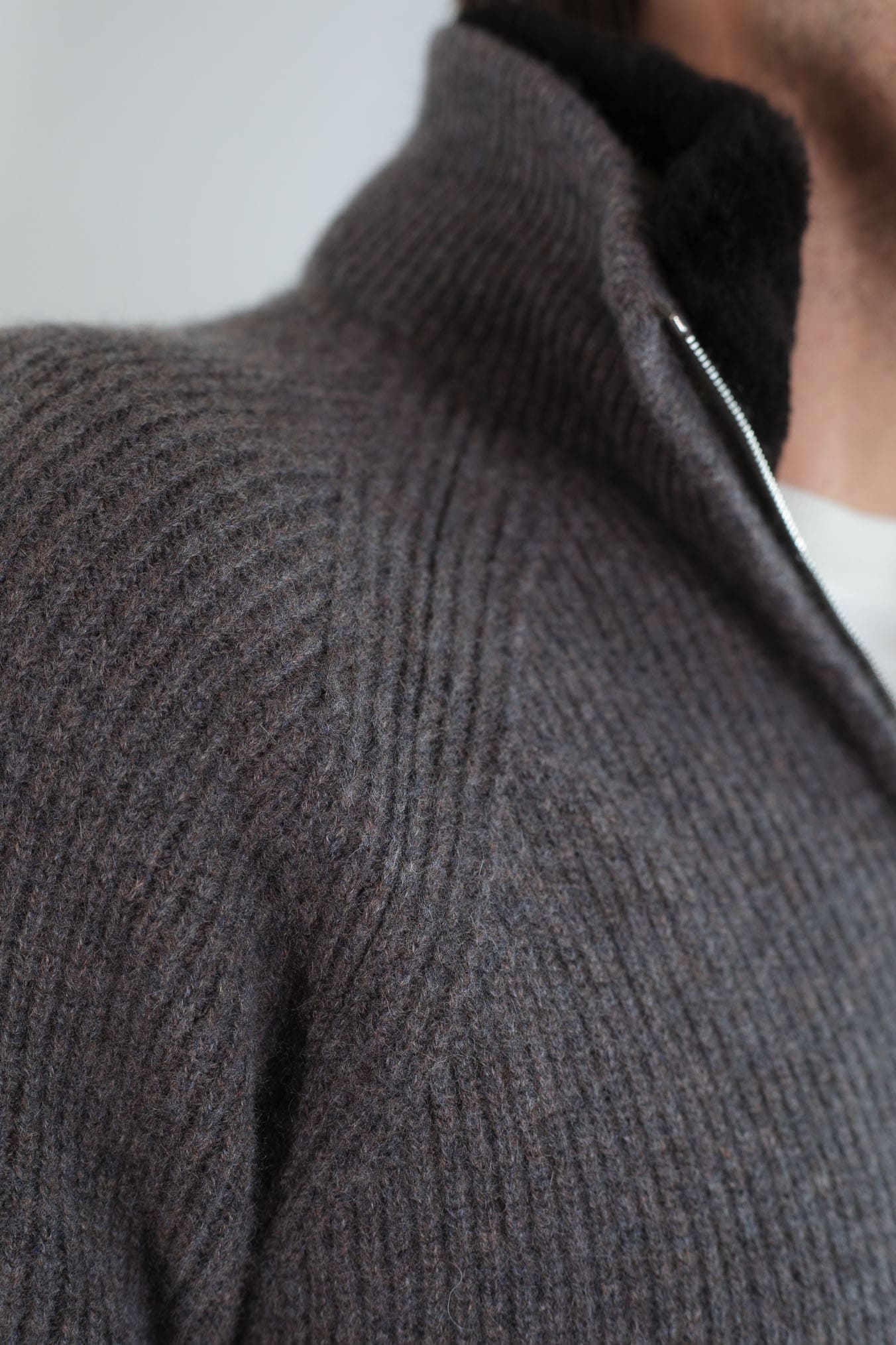 PASHMERE Maglia Full Zip Cashmere Castorino Tortora