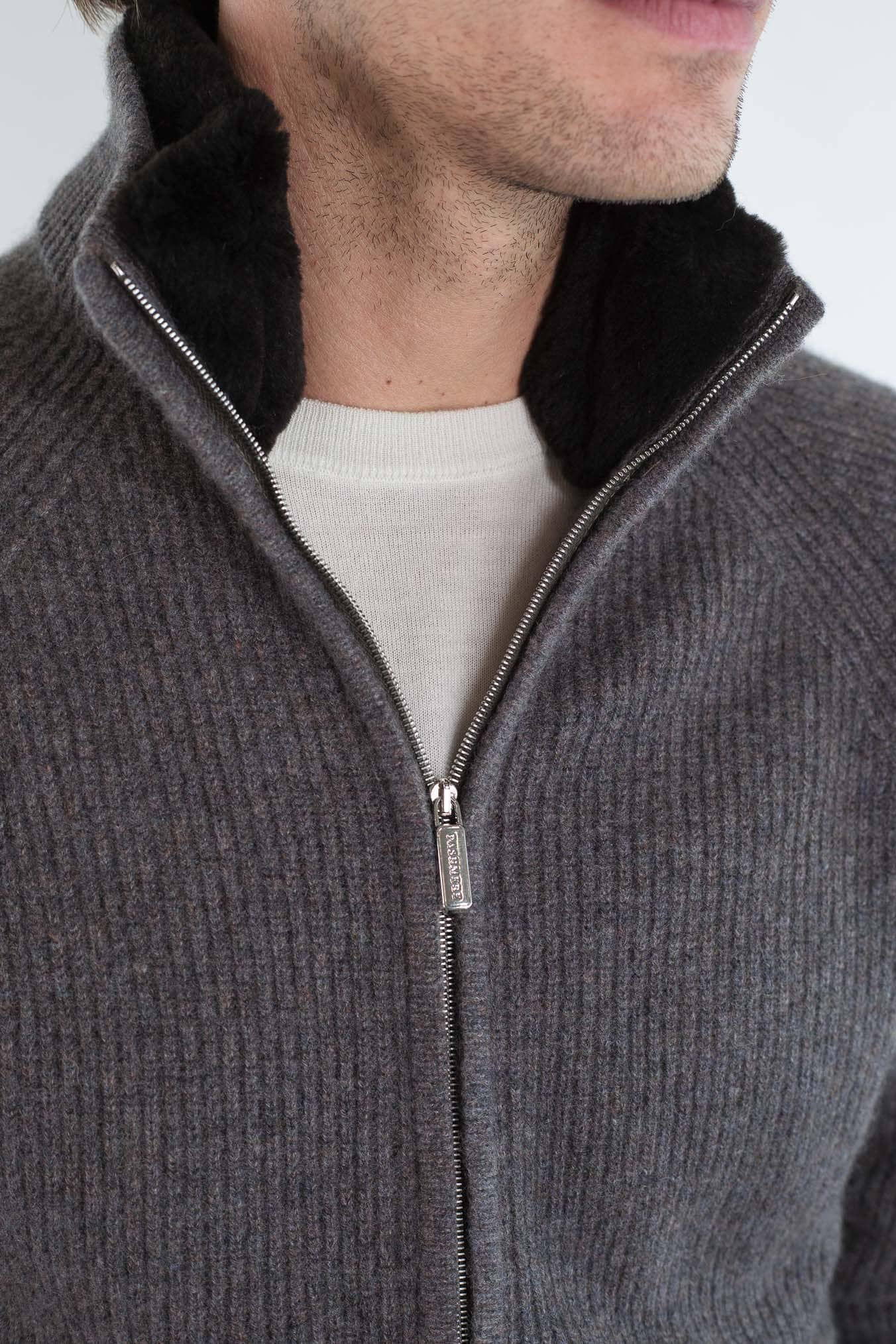 PASHMERE Maglia Full Zip Cashmere Castorino Tortora