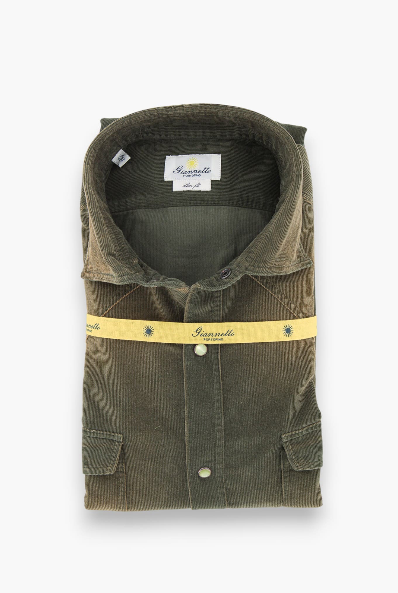 GIANNETTO PORTOFINO Camicia Texana Velluto Verde Militare