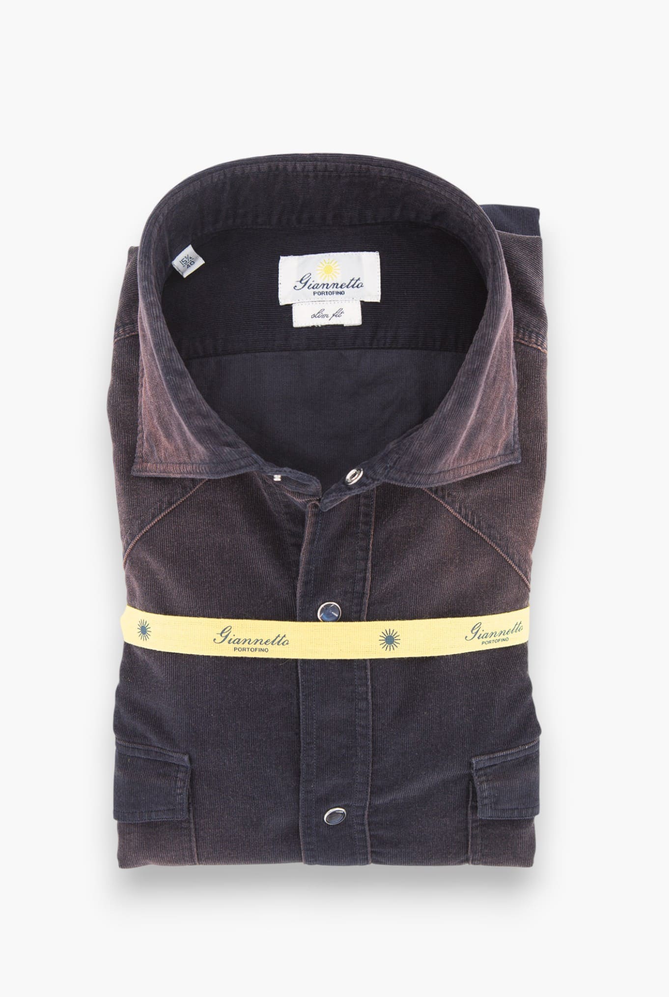 GIANNETTO PORTOFINO Camicia Texana Velluto Blu Scuro
