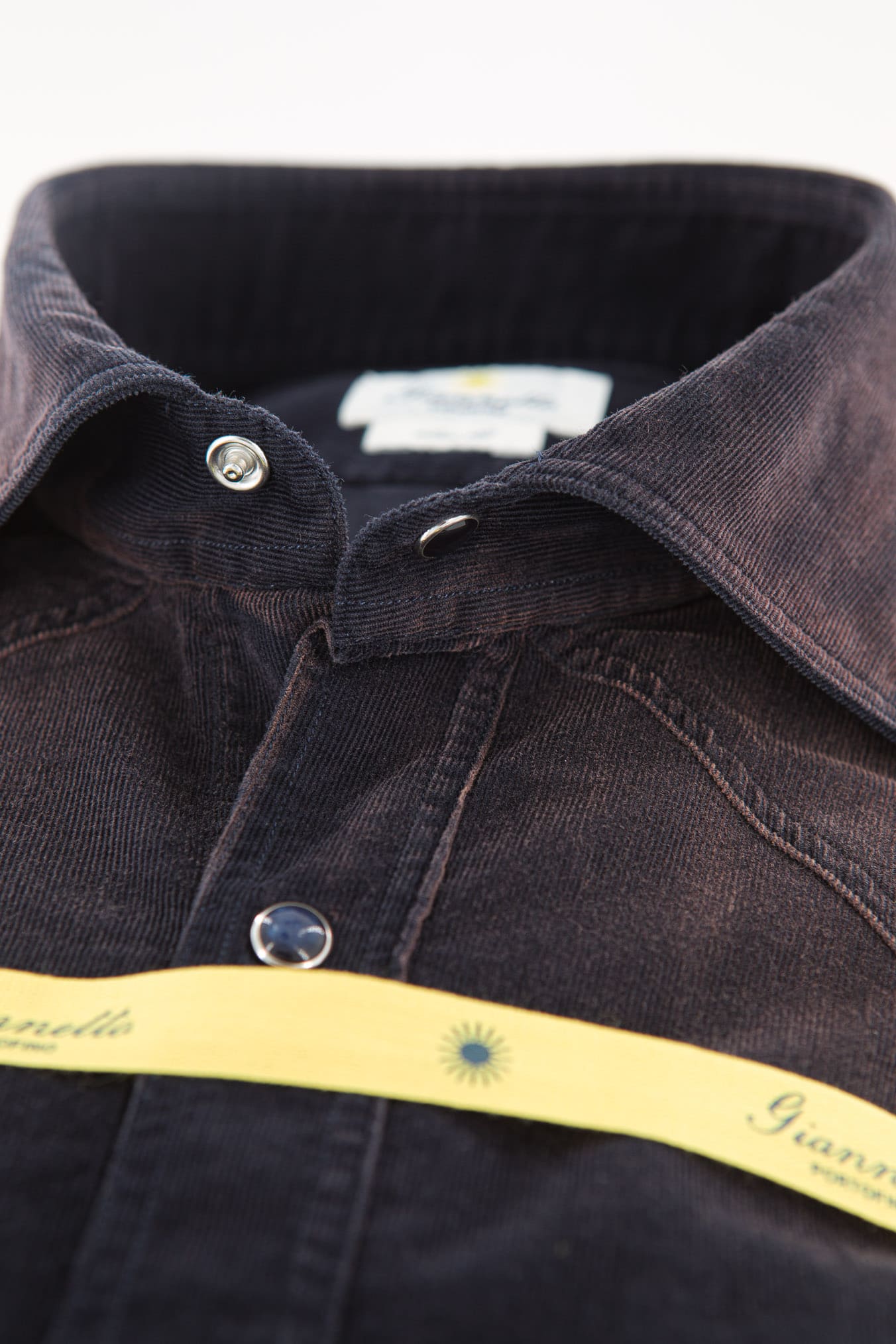 GIANNETTO PORTOFINO Camicia Texana Velluto Blu Scuro