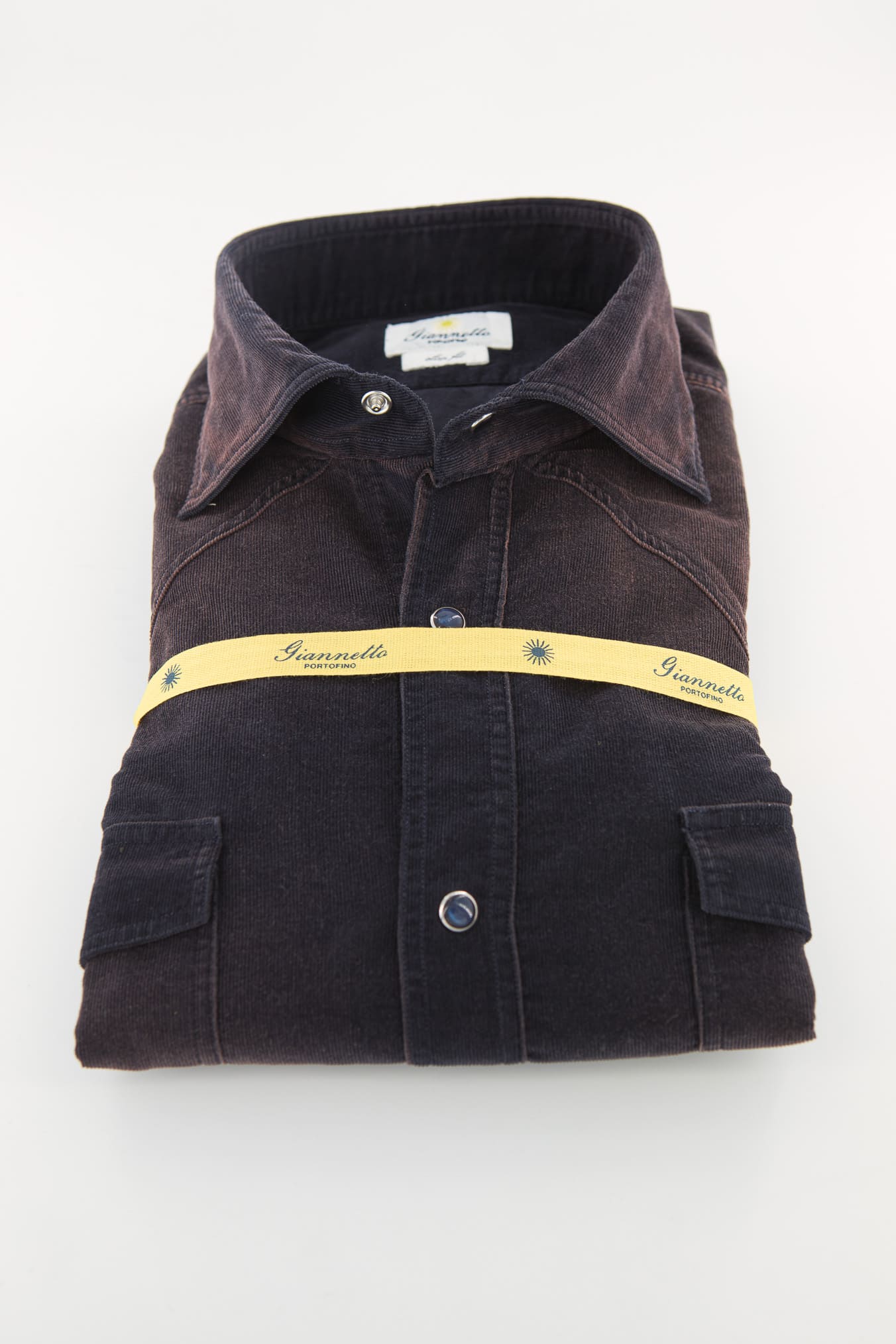 GIANNETTO PORTOFINO Camicia Texana Velluto Blu Scuro