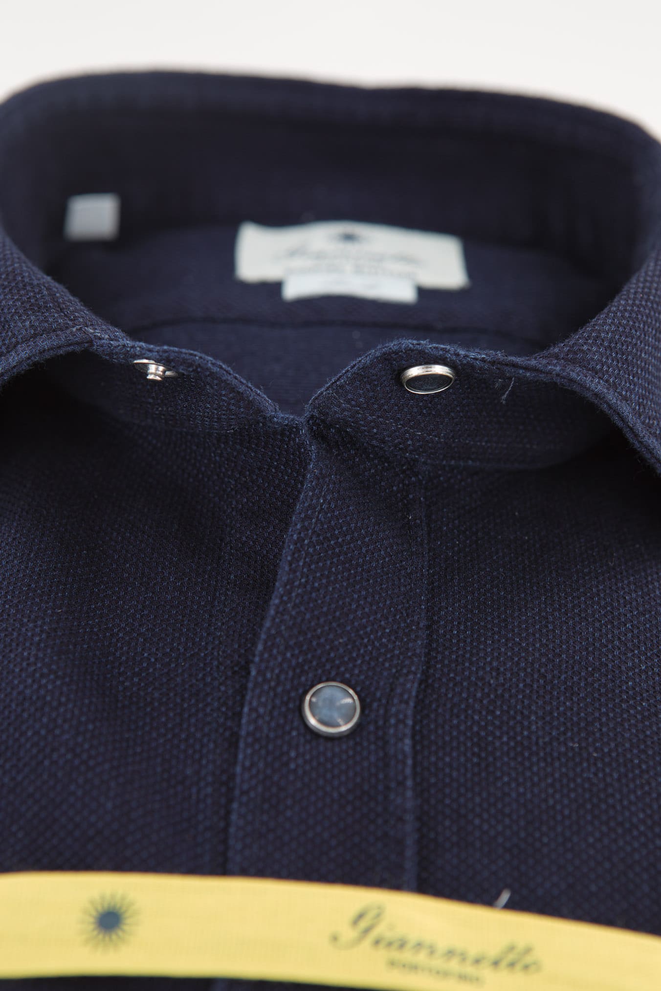 GIANNETTO PORTOFINO Camicia Denim Washed Nido D'Ape Blu Scuro