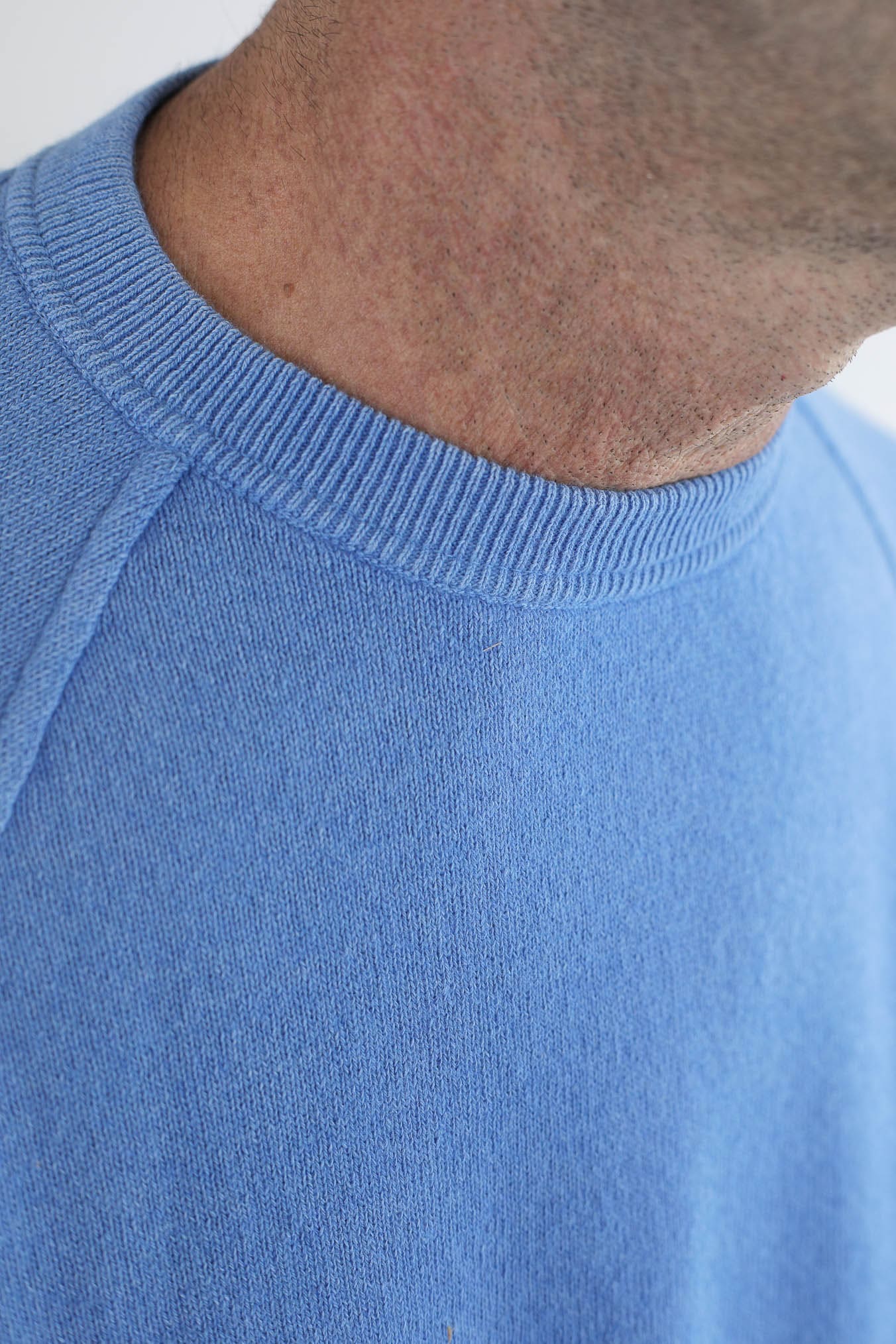 GUARINO Girocollo Raglan Cashmere Old Dyed Azzurro