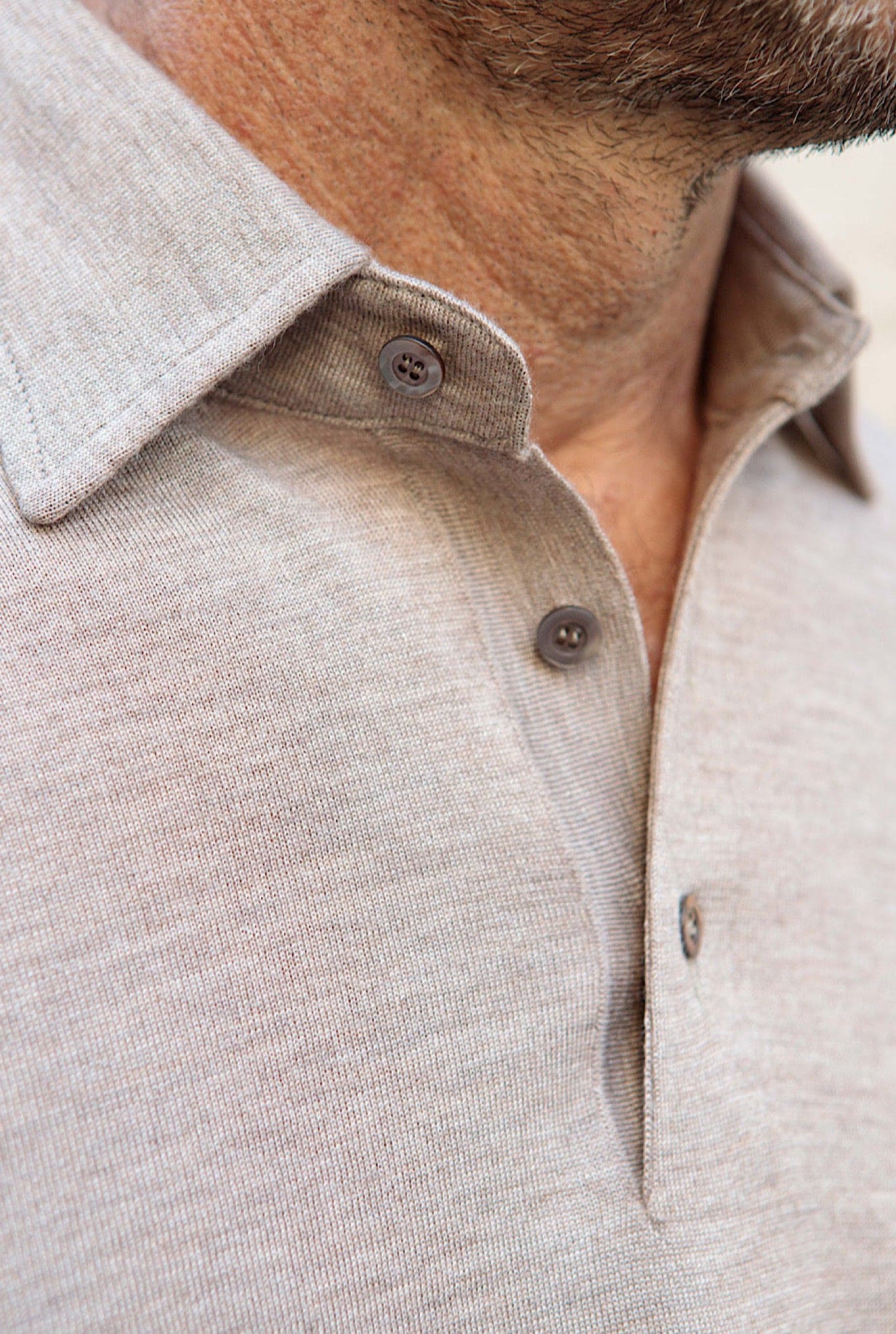 GUARINO Polo Cashmere e Seta Manica Lunga Beige