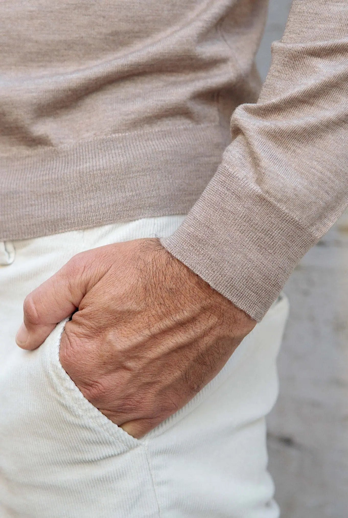 GUARINO Polo Cashmere e Seta Manica Lunga Beige