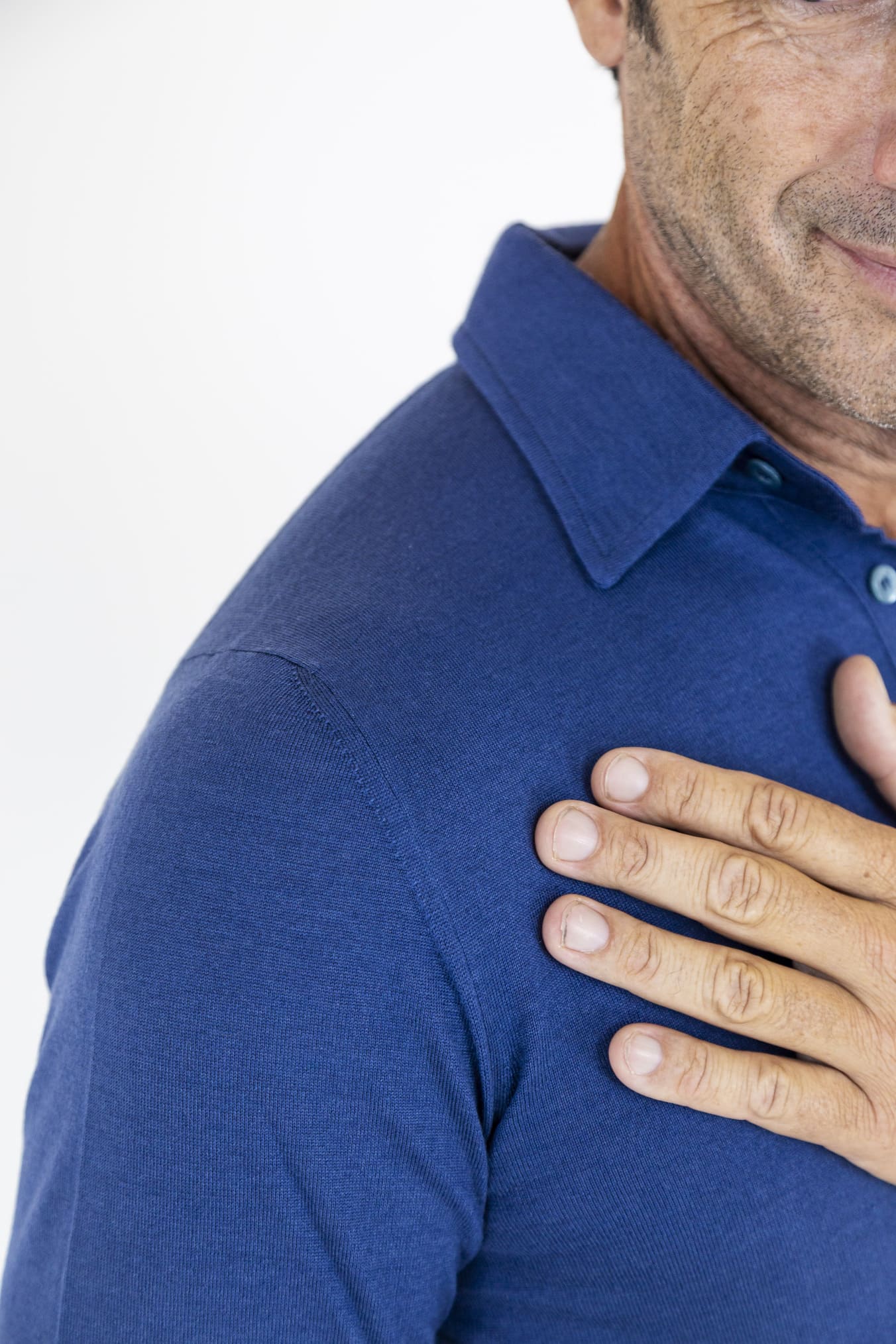 GUARINO Polo Cashmere e Seta Manica Lunga Azzurro