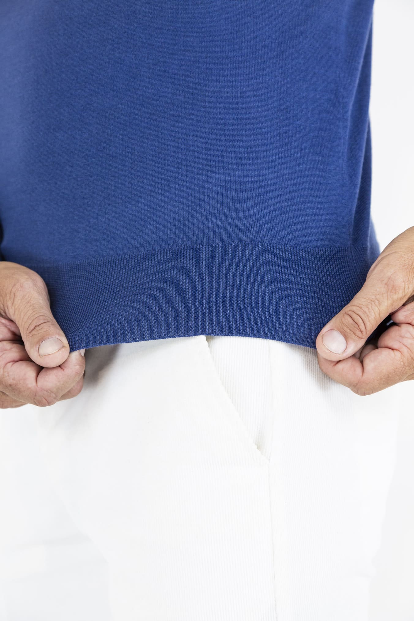 GUARINO Polo Cashmere e Seta Manica Lunga Azzurro