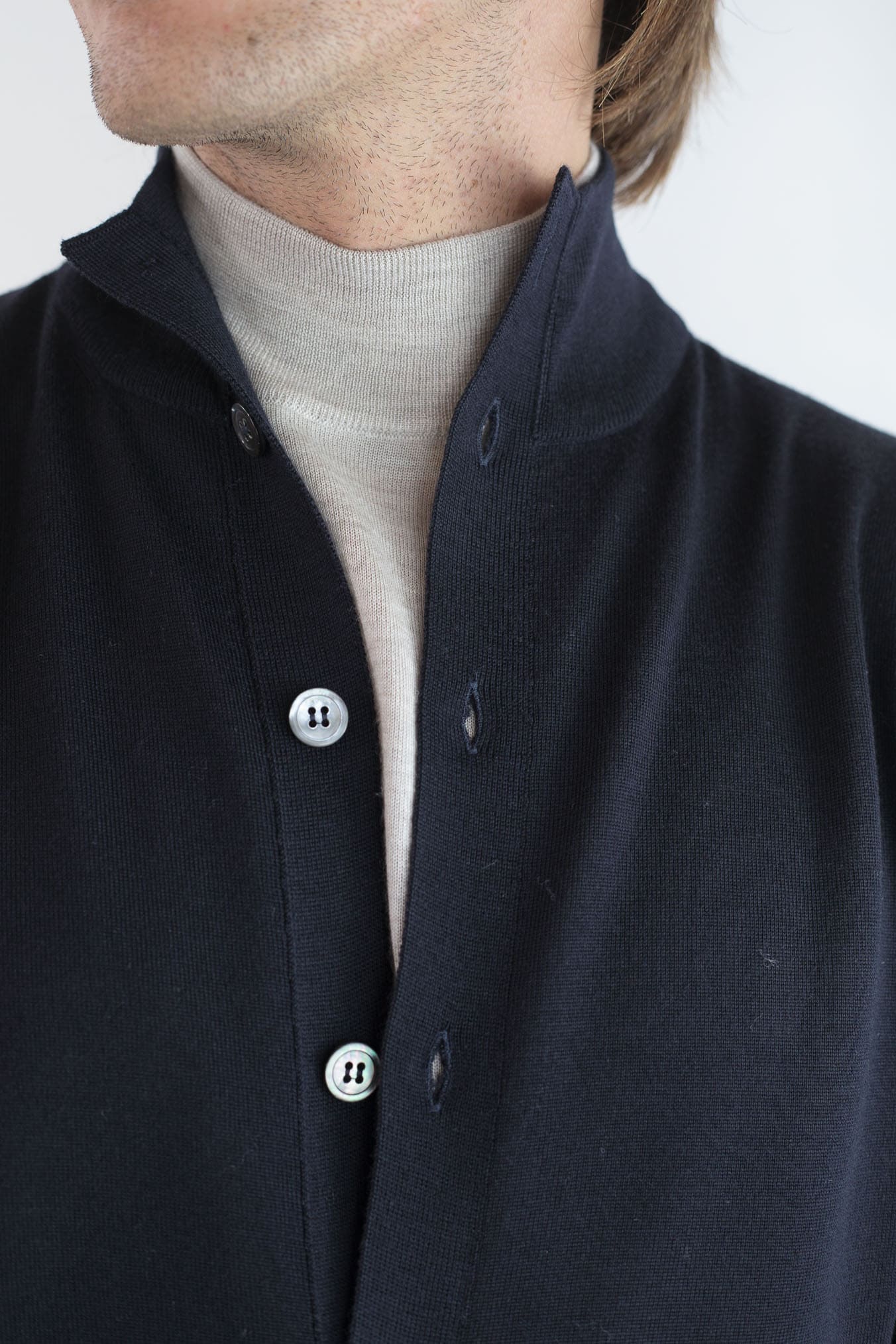 GUARINO Cardigan Lana Extrafine Blu Scuro